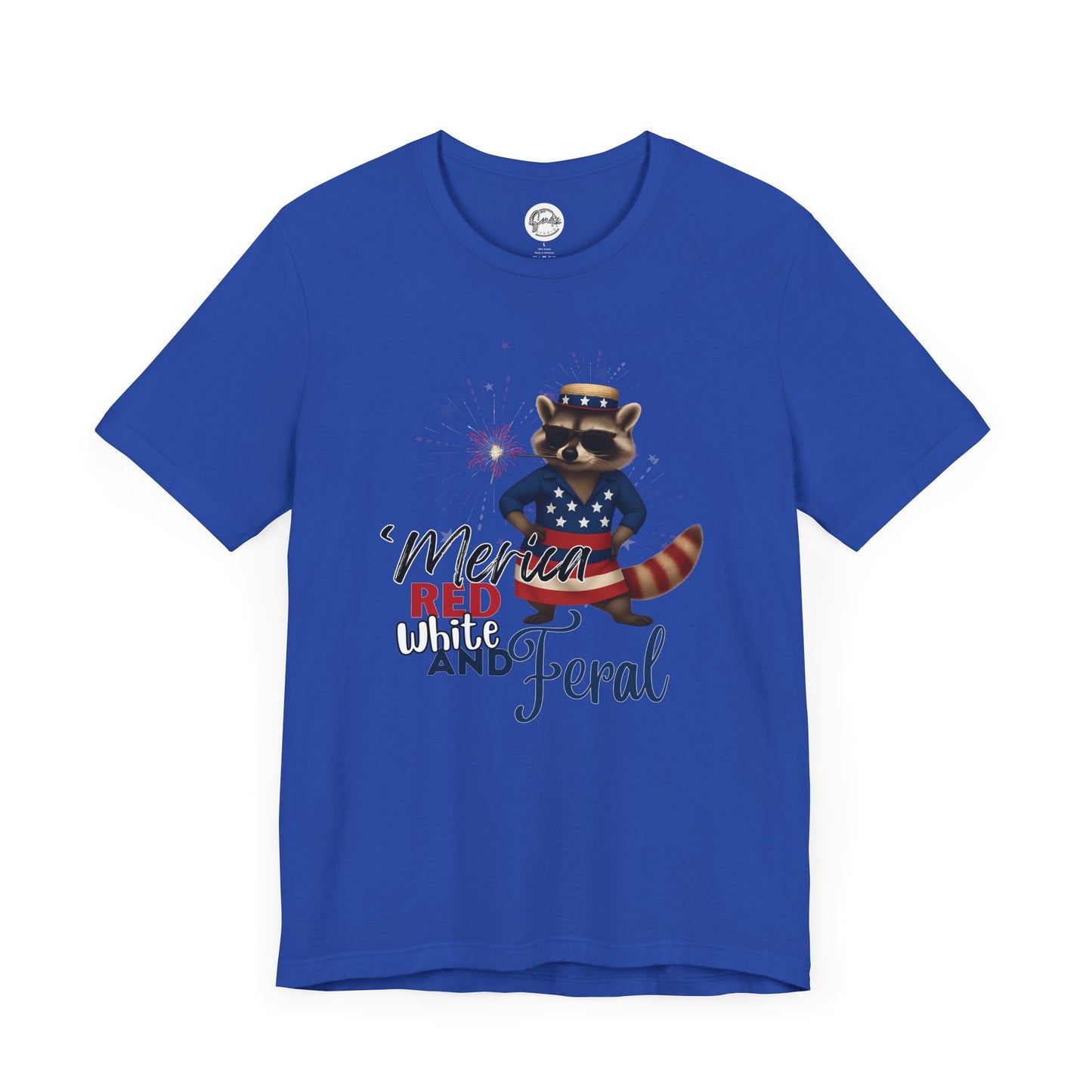 Patriotic T-Shirt, 'Merica Red White and Feral Shirt, Adult Humor Tshirt, July 4th T shirt, Independence Day, Red White and Blue, Racoon Tee