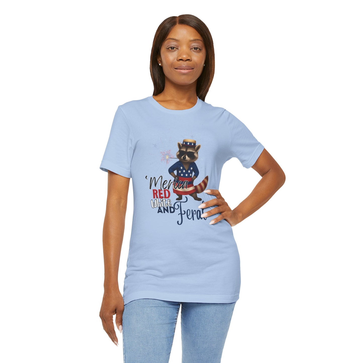 Patriotic T-Shirt, 'Merica Red White and Feral Shirt, Adult Humor Tshirt, July 4th T shirt, Independence Day, Red White and Blue, Racoon Tee