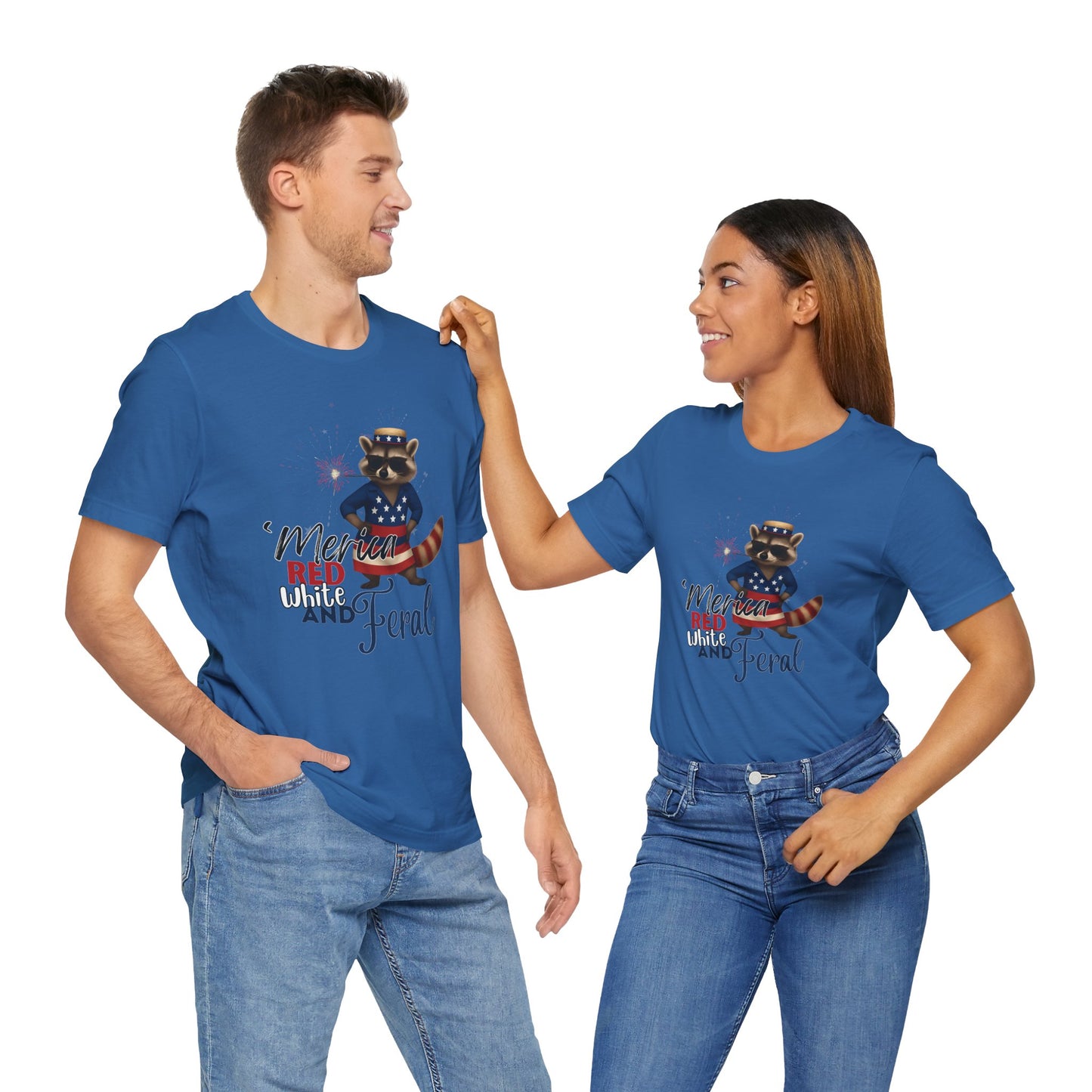 Patriotic T-Shirt, 'Merica Red White and Feral Shirt, Adult Humor Tshirt, July 4th T shirt, Independence Day, Red White and Blue, Racoon Tee