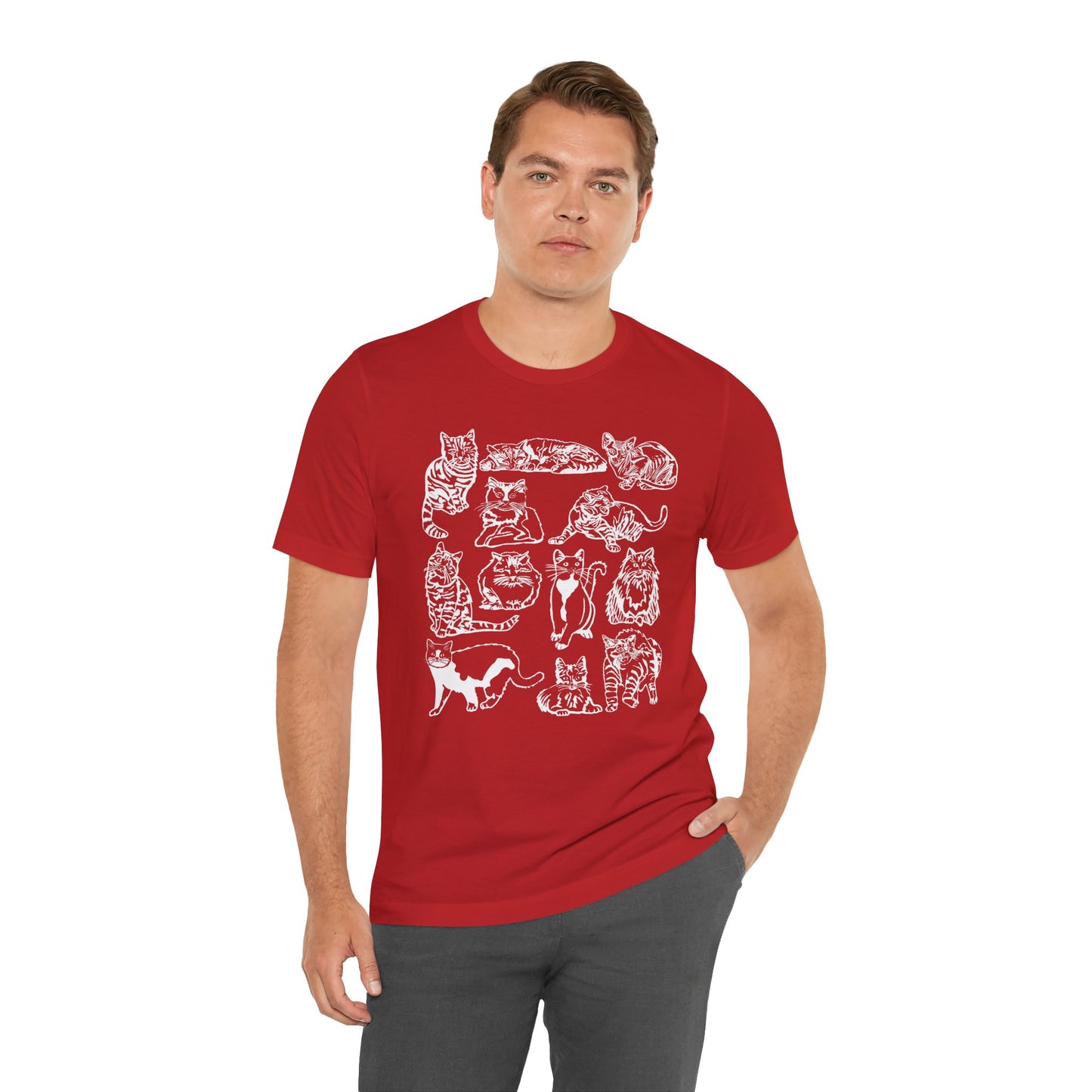 Cat Lover T-Shirt Gift for Cat Owner T Shirt with Cats, Cat Graphic Tee for Cat Lovers Top for Women, Cat T-shirt for Men, Striped Cat Shirt