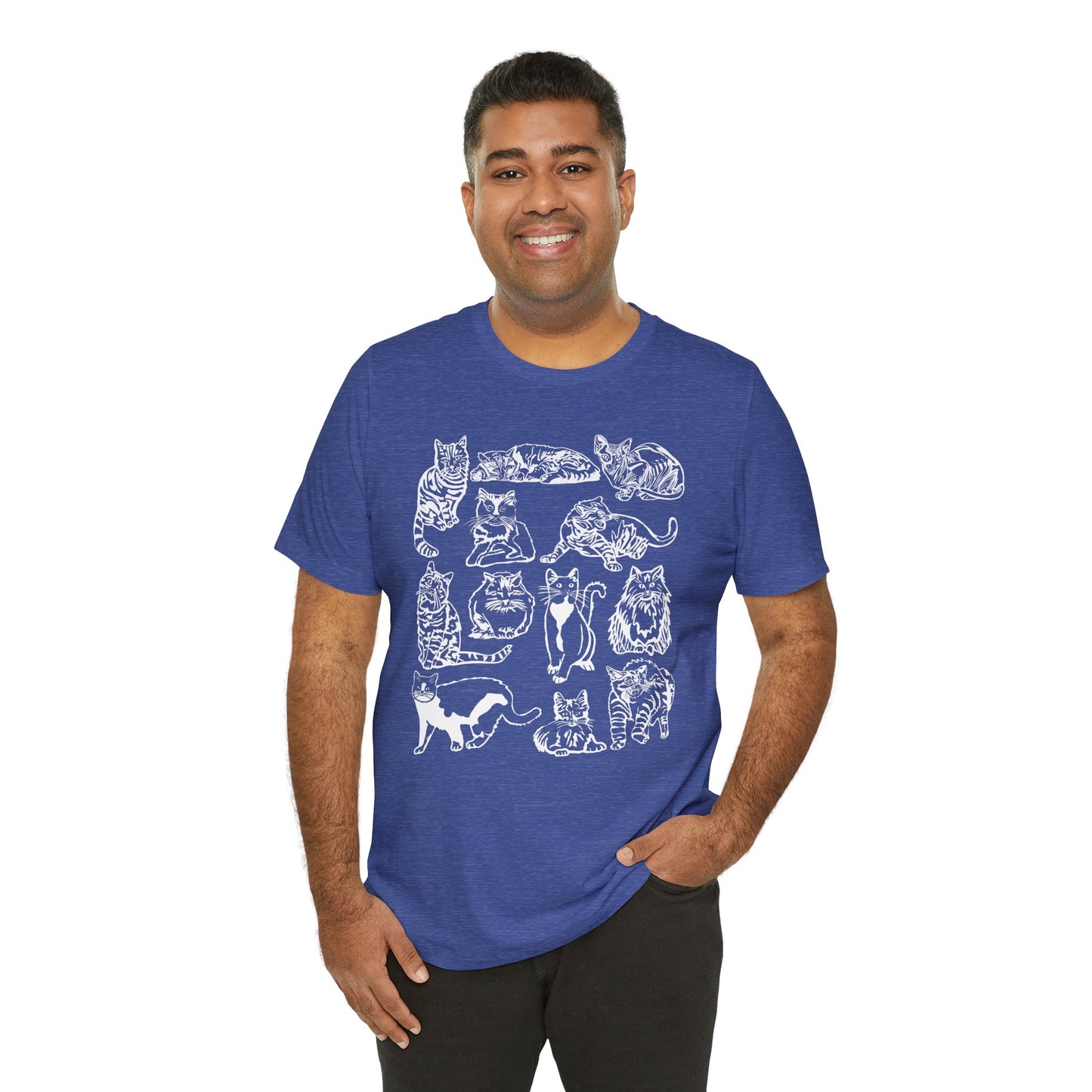 Cat Lover T-Shirt Gift for Cat Owner T Shirt with Cats, Cat Graphic Tee for Cat Lovers Top for Women, Cat T-shirt for Men, Striped Cat Shirt