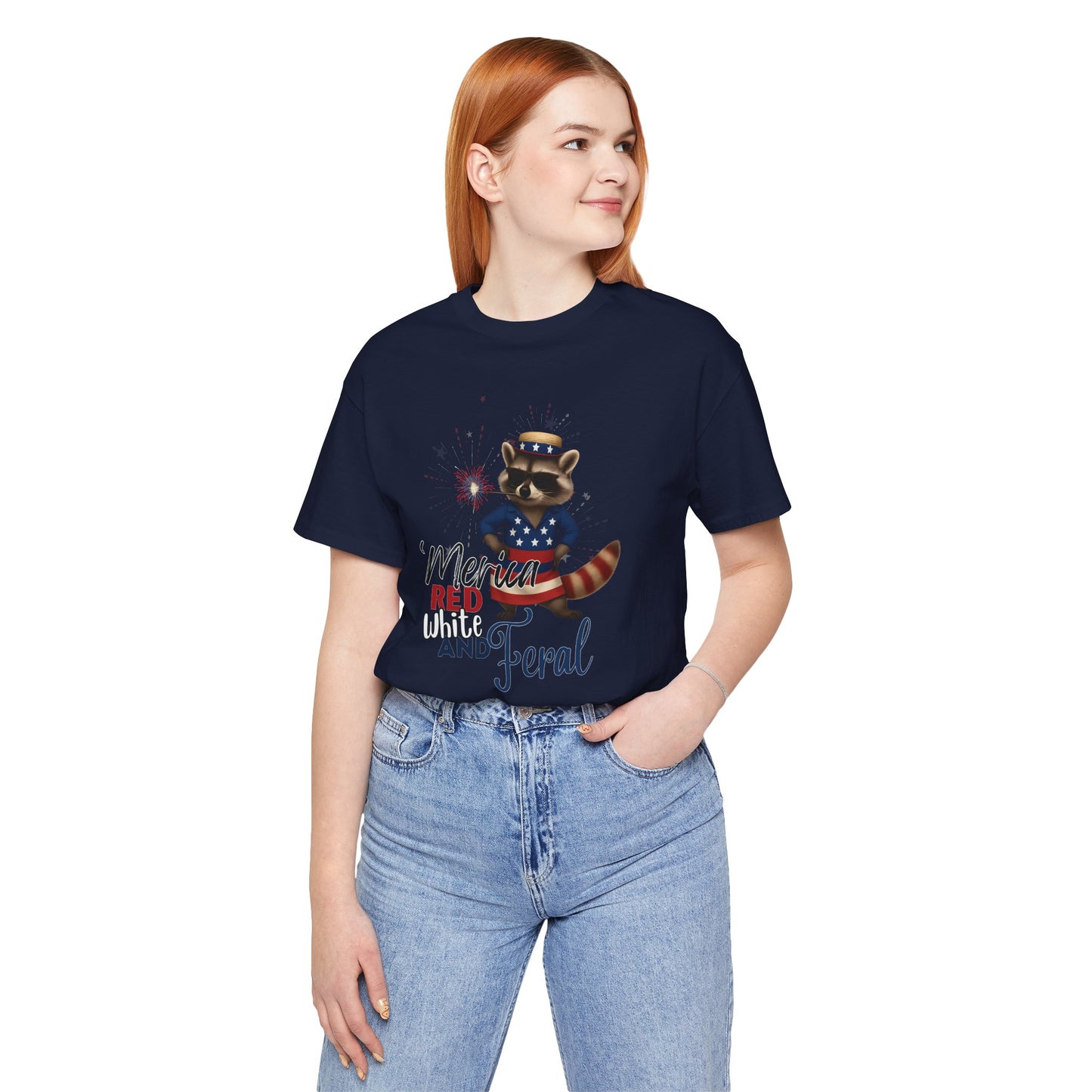 Patriotic T-Shirt, 'Merica Red White and Feral Shirt, Adult Humor Tshirt, July 4th T shirt, Independence Day, Red White and Blue, Racoon Tee