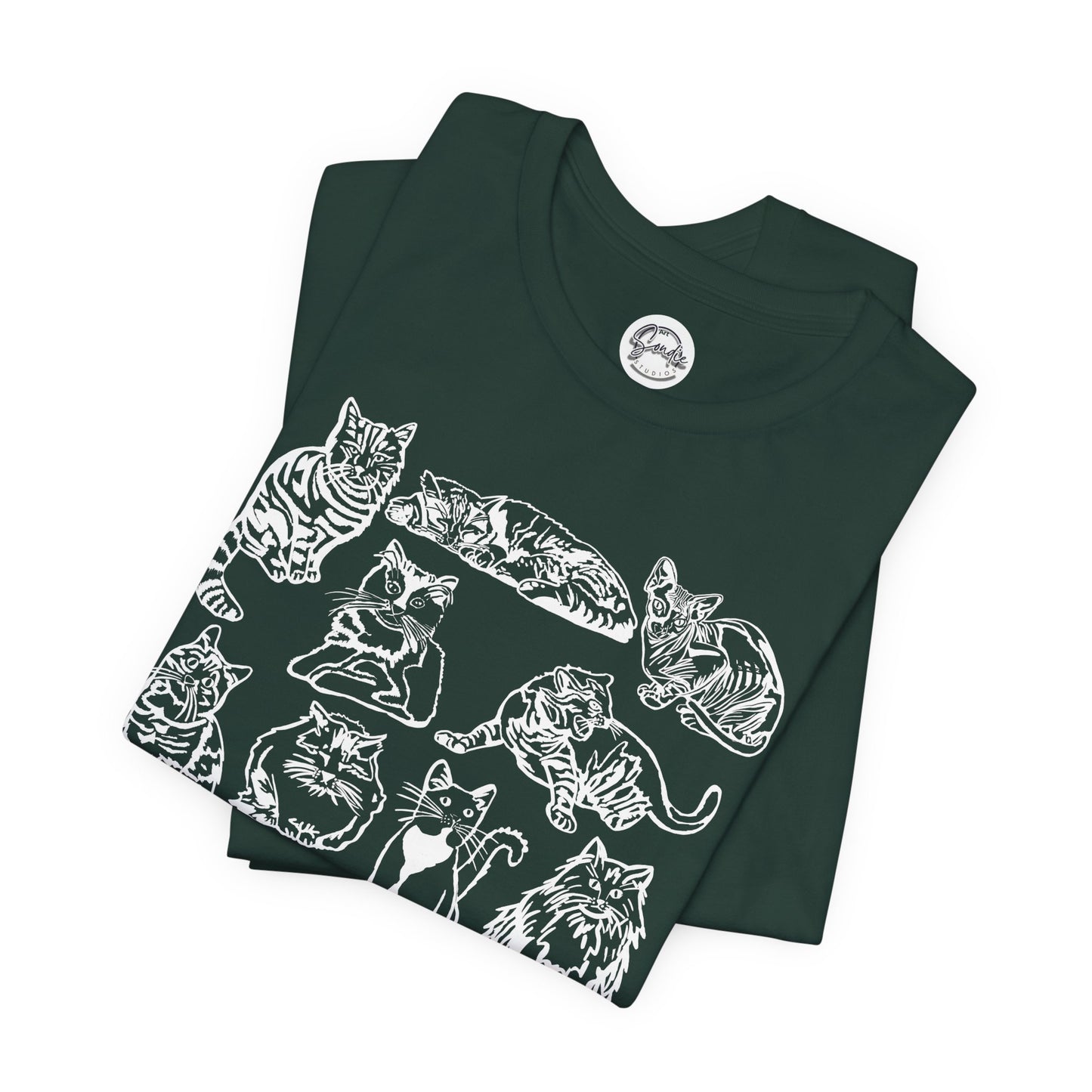 Cat Lover T-Shirt Gift for Cat Owner T Shirt with Cats, Cat Graphic Tee for Cat Lovers Top for Women, Cat T-shirt for Men, Striped Cat Shirt