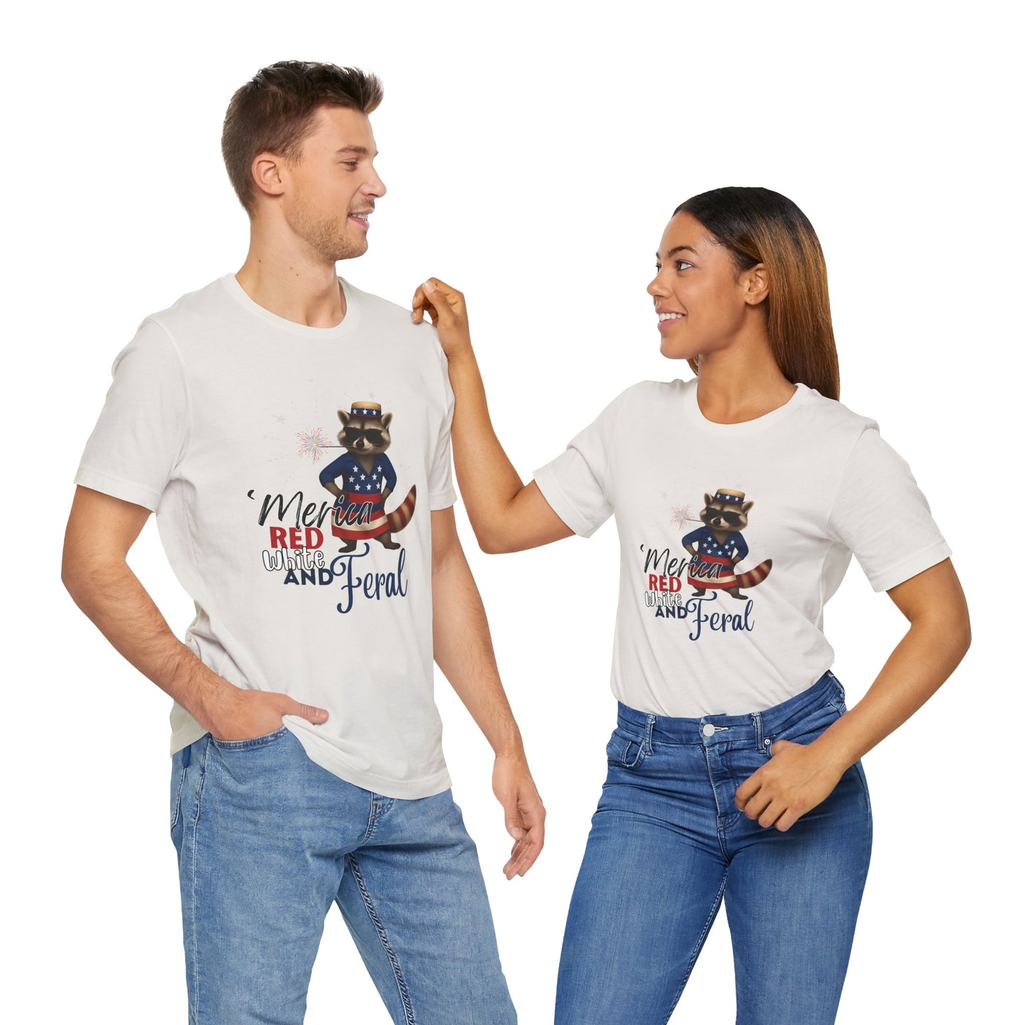 Patriotic T-Shirt, 'Merica Red White and Feral Shirt, Adult Humor Tshirt, July 4th T shirt, Independence Day, Red White and Blue, Racoon Tee