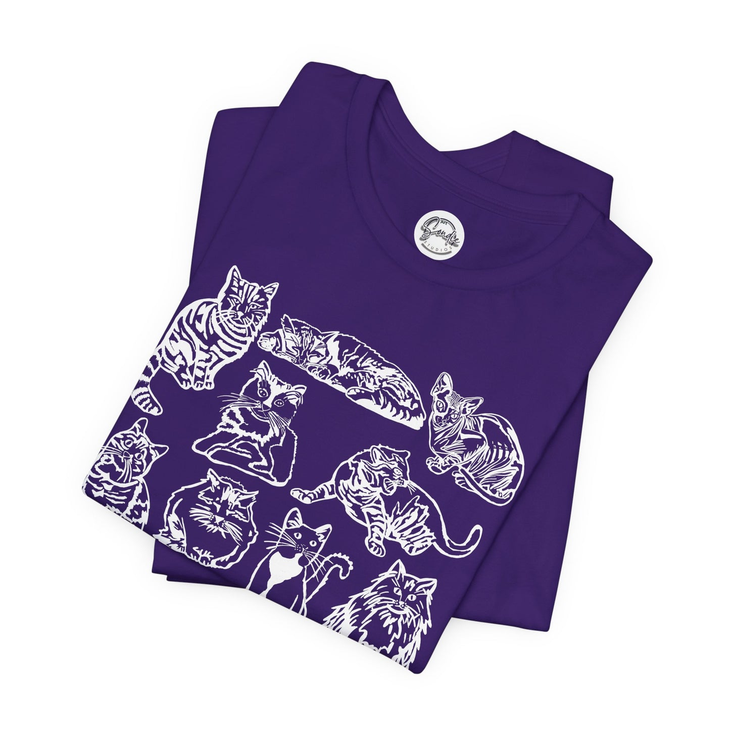 Cat Lover T-Shirt Gift for Cat Owner T Shirt with Cats, Cat Graphic Tee for Cat Lovers Top for Women, Cat T-shirt for Men, Striped Cat Shirt
