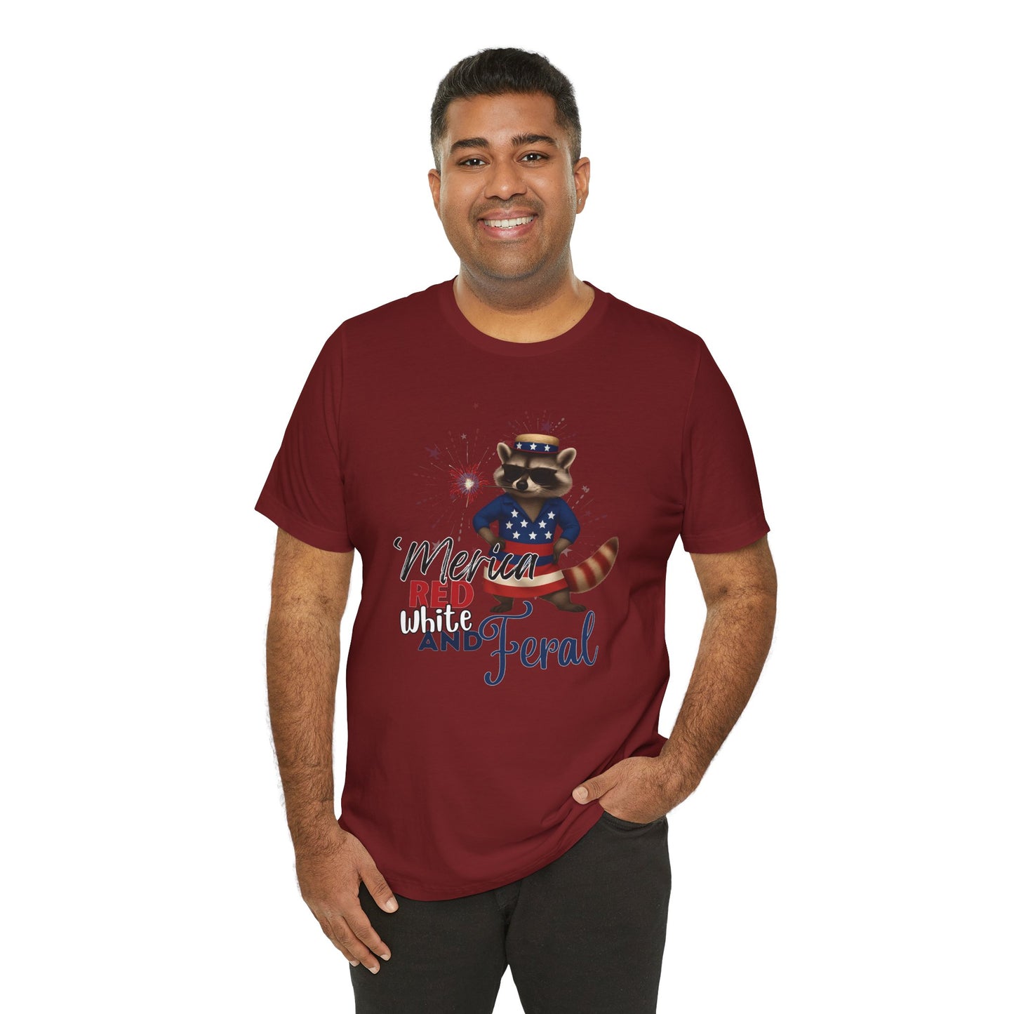 Patriotic T-Shirt, 'Merica Red White and Feral Shirt, Adult Humor Tshirt, July 4th T shirt, Independence Day, Red White and Blue, Racoon Tee