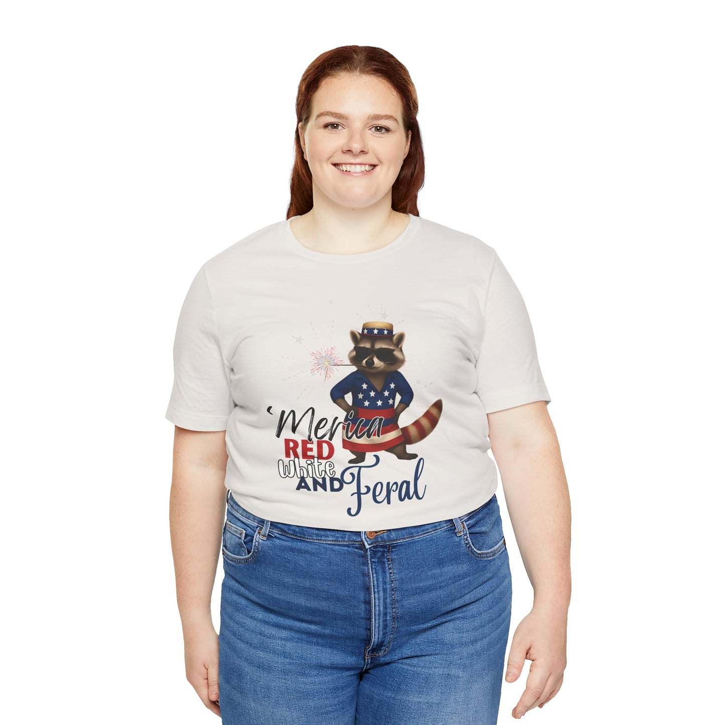 Patriotic T-Shirt, 'Merica Red White and Feral Shirt, Adult Humor Tshirt, July 4th T shirt, Independence Day, Red White and Blue, Racoon Tee