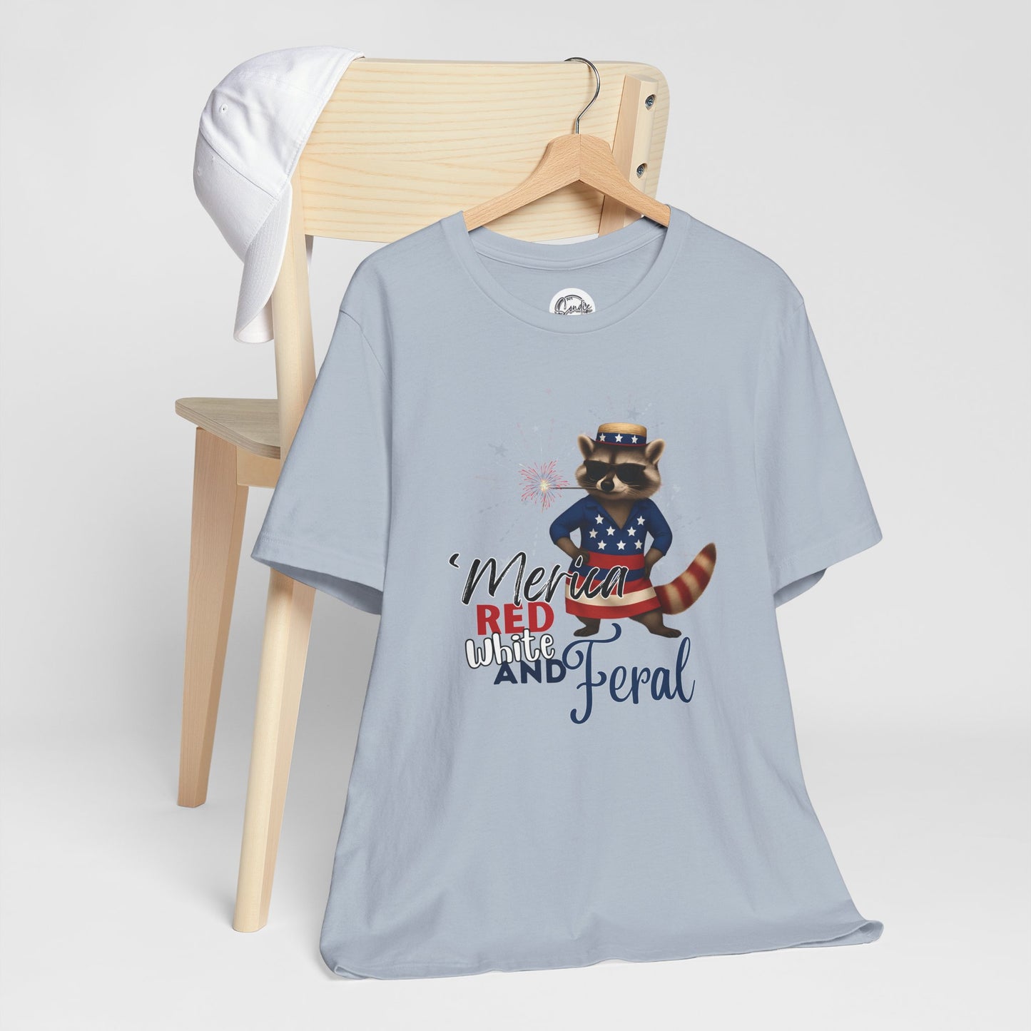 Patriotic T-Shirt, 'Merica Red White and Feral Shirt, Adult Humor Tshirt, July 4th T shirt, Independence Day, Red White and Blue, Racoon Tee