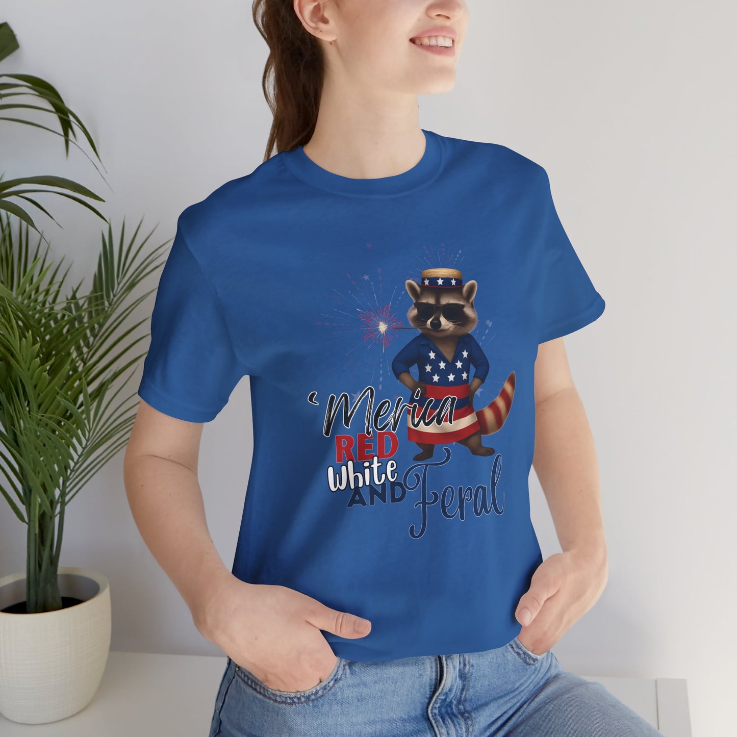 Patriotic T-Shirt, 'Merica Red White and Feral Shirt, Adult Humor Tshirt, July 4th T shirt, Independence Day, Red White and Blue, Racoon Tee