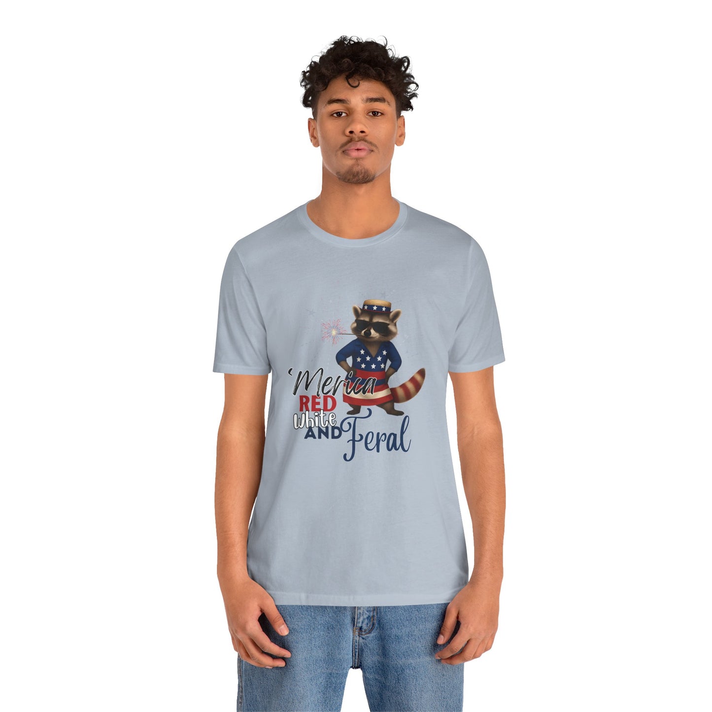 Patriotic T-Shirt, 'Merica Red White and Feral Shirt, Adult Humor Tshirt, July 4th T shirt, Independence Day, Red White and Blue, Racoon Tee