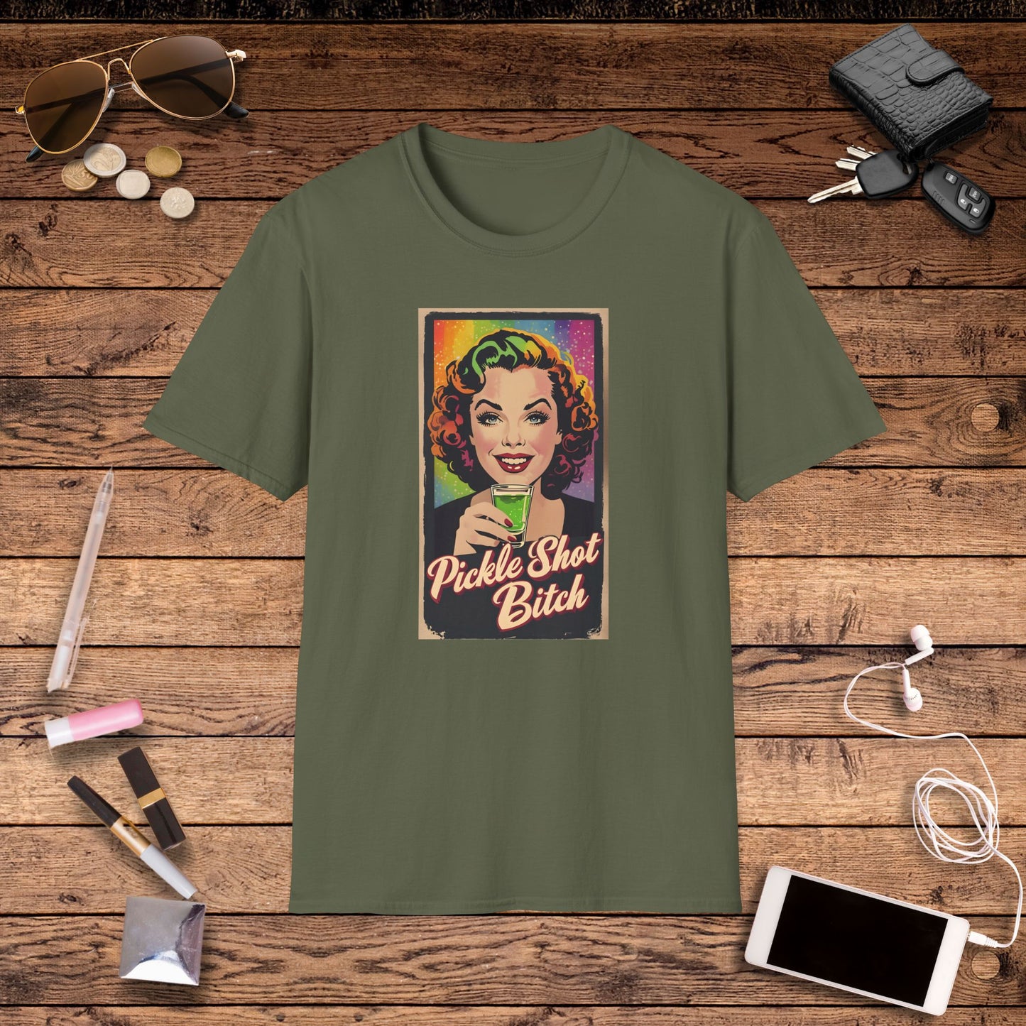 Pickle Shot Bitch T-Shirt, Pickle Shirt, Pickle Shot Tshirt, Fun Party T Shirt, Retro Bartender Shirt, Gift for Shot Lovers, Vintage Style Apparel