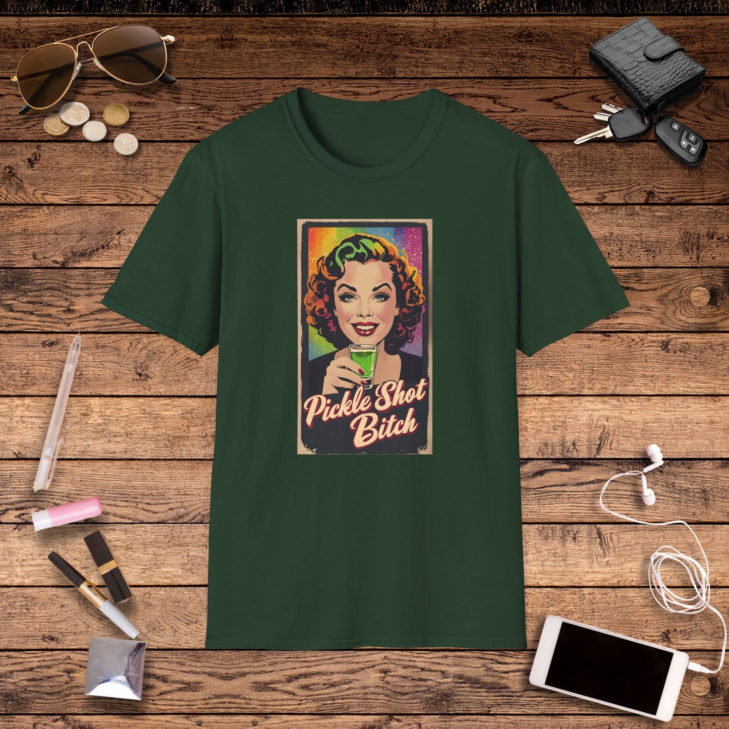 Pickle Shot Bitch T-Shirt, Pickle Shirt, Pickle Shot Tshirt, Fun Party T Shirt, Retro Bartender Shirt, Gift for Shot Lovers, Vintage Style Apparel
