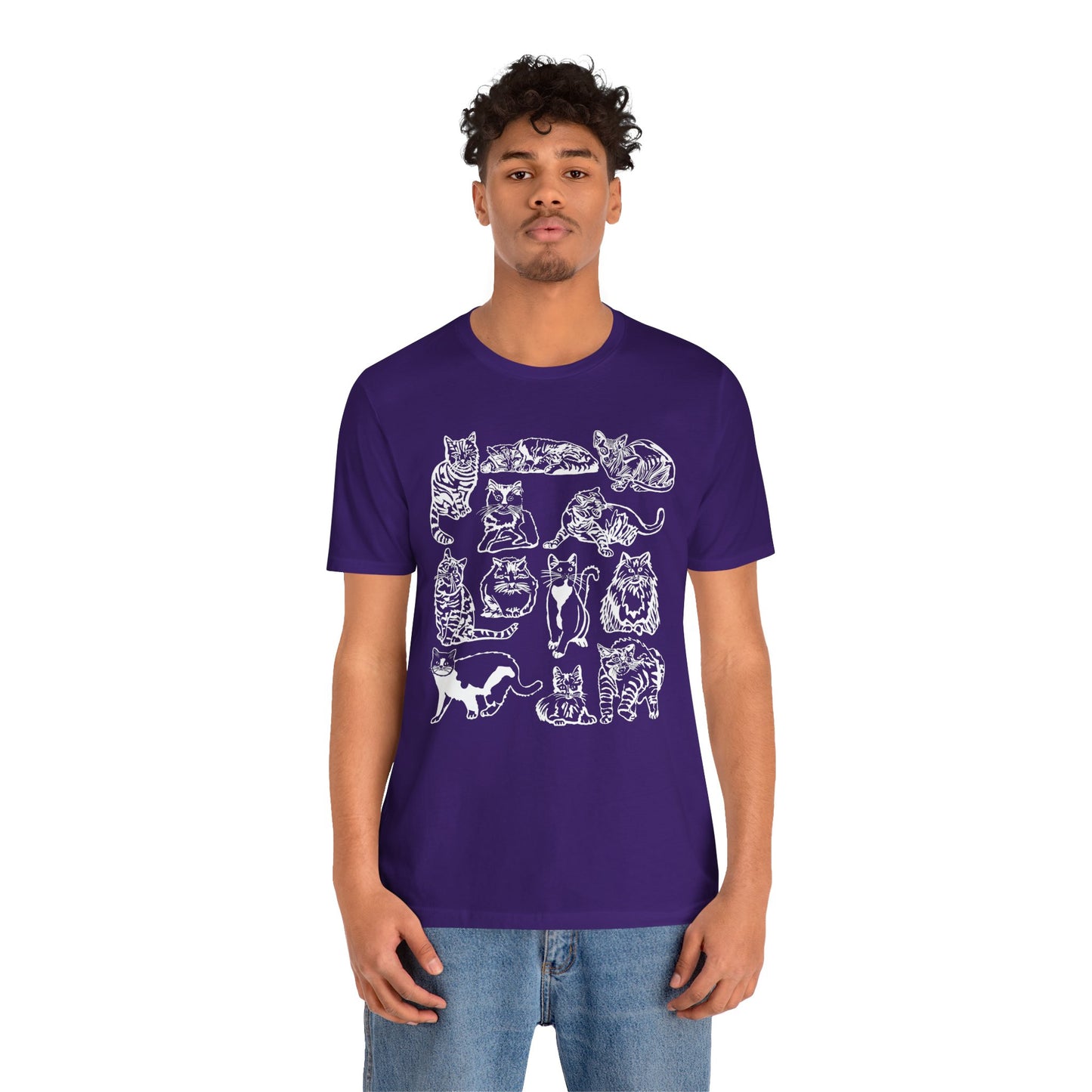 Cat Lover T-Shirt Gift for Cat Owner T Shirt with Cats, Cat Graphic Tee for Cat Lovers Top for Women, Cat T-shirt for Men, Striped Cat Shirt