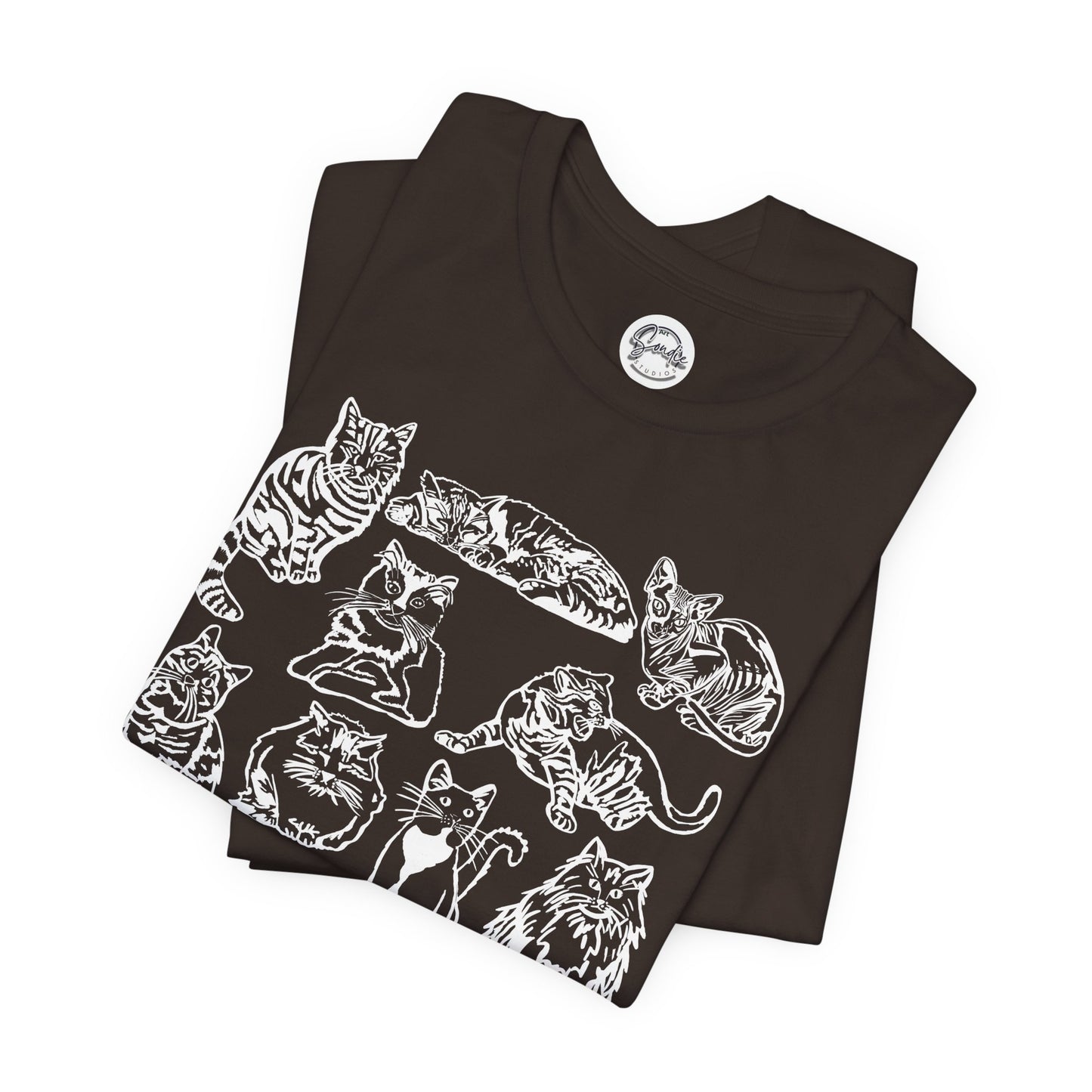 Cat Lover T-Shirt Gift for Cat Owner T Shirt with Cats, Cat Graphic Tee for Cat Lovers Top for Women, Cat T-shirt for Men, Striped Cat Shirt