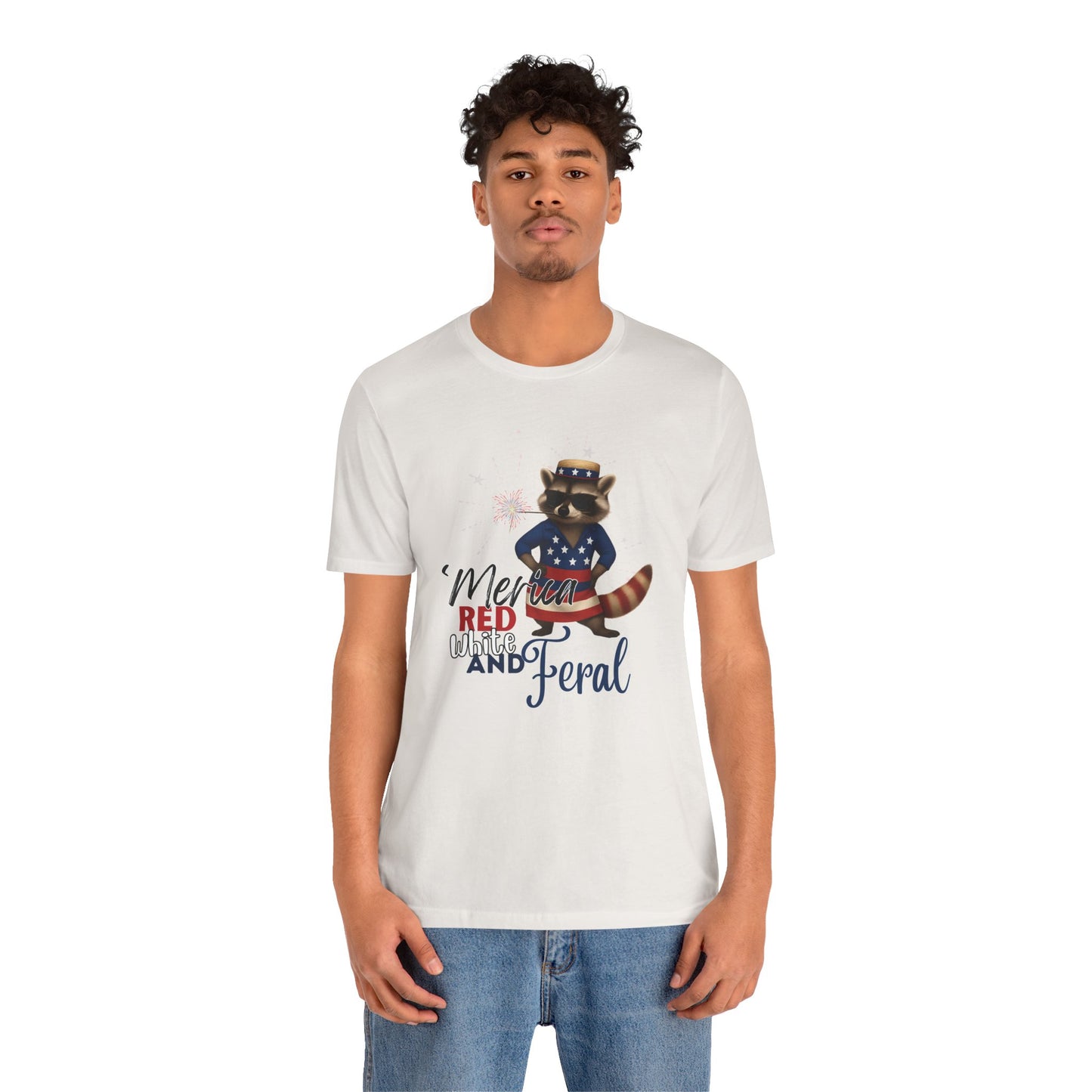 Patriotic T-Shirt, 'Merica Red White and Feral Shirt, Adult Humor Tshirt, July 4th T shirt, Independence Day, Red White and Blue, Racoon Tee