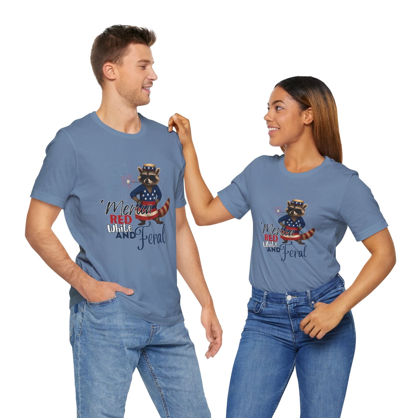 Patriotic T-Shirt, 'Merica Red White and Feral Shirt, Adult Humor Tshirt, July 4th T shirt, Independence Day, Red White and Blue, Racoon Tee