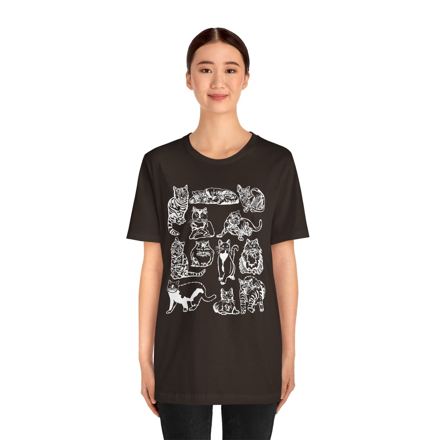 Cat Lover T-Shirt Gift for Cat Owner T Shirt with Cats, Cat Graphic Tee for Cat Lovers Top for Women, Cat T-shirt for Men, Striped Cat Shirt