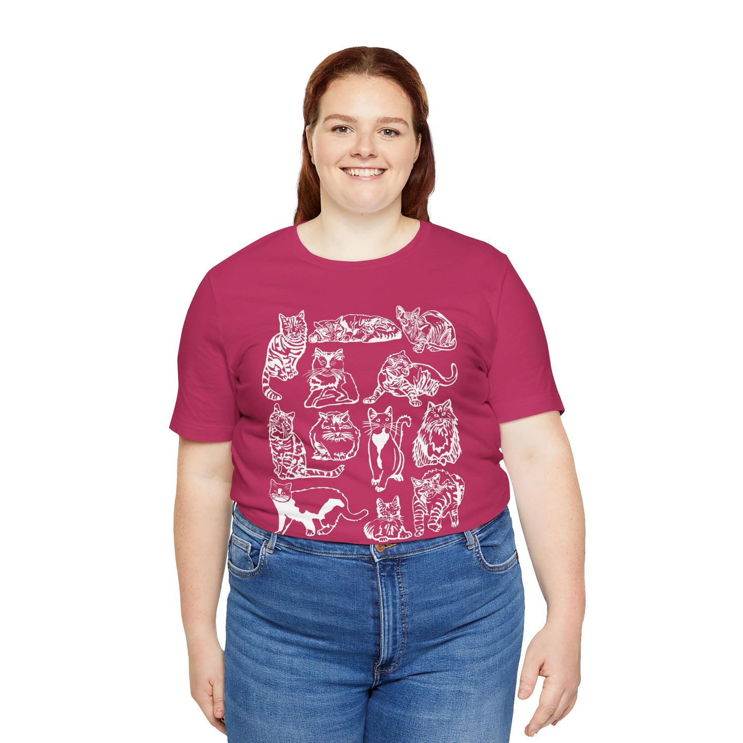 Cat Lover T-Shirt Gift for Cat Owner T Shirt with Cats, Cat Graphic Tee for Cat Lovers Top for Women, Cat T-shirt for Men, Striped Cat Shirt