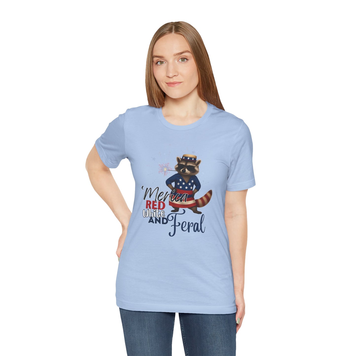 Patriotic T-Shirt, 'Merica Red White and Feral Shirt, Adult Humor Tshirt, July 4th T shirt, Independence Day, Red White and Blue, Racoon Tee
