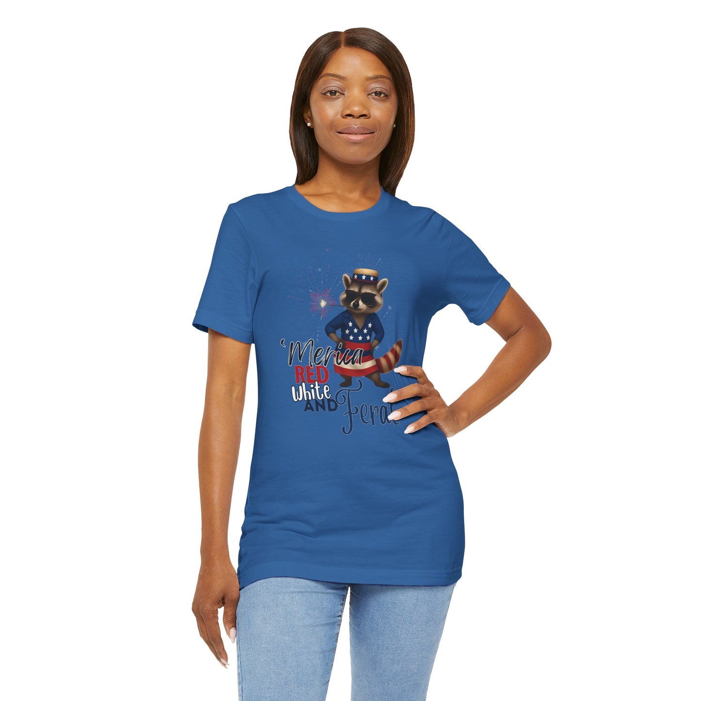 Patriotic T-Shirt, 'Merica Red White and Feral Shirt, Adult Humor Tshirt, July 4th T shirt, Independence Day, Red White and Blue, Racoon Tee