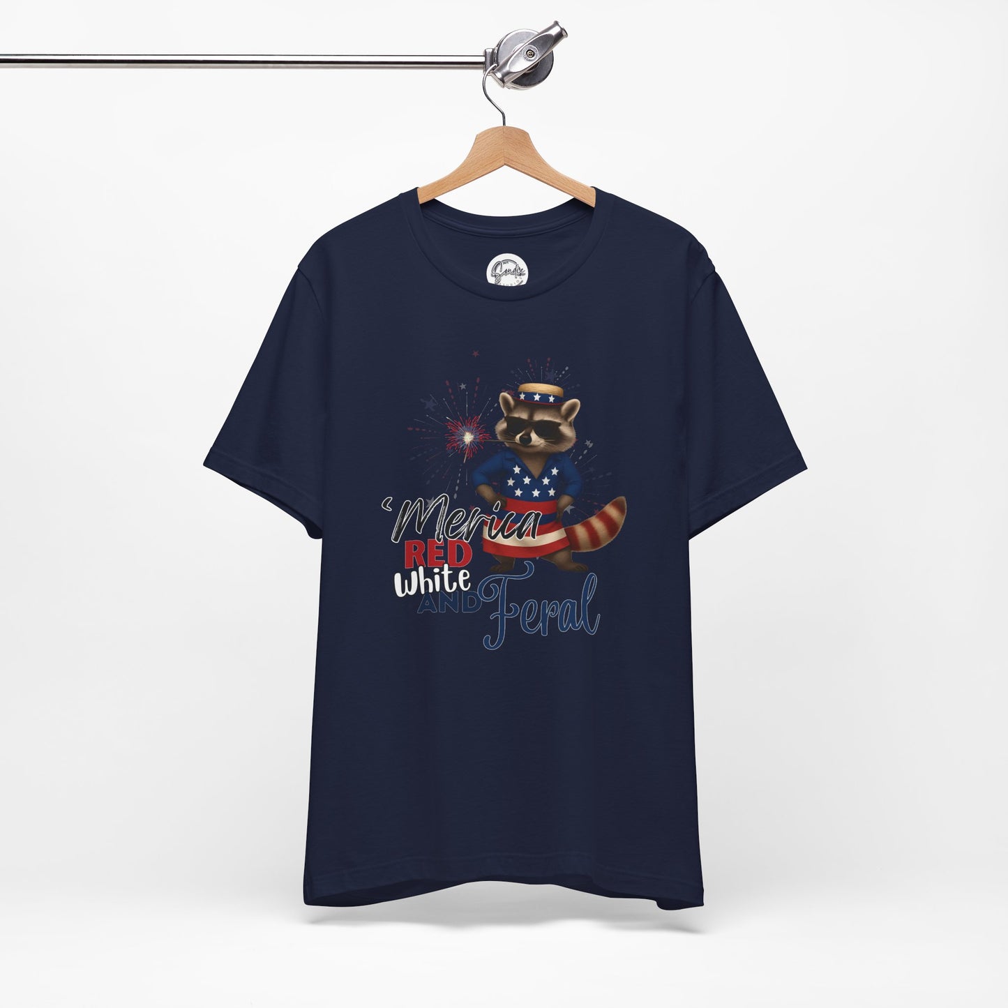 Patriotic T-Shirt, 'Merica Red White and Feral Shirt, Adult Humor Tshirt, July 4th T shirt, Independence Day, Red White and Blue, Racoon Tee