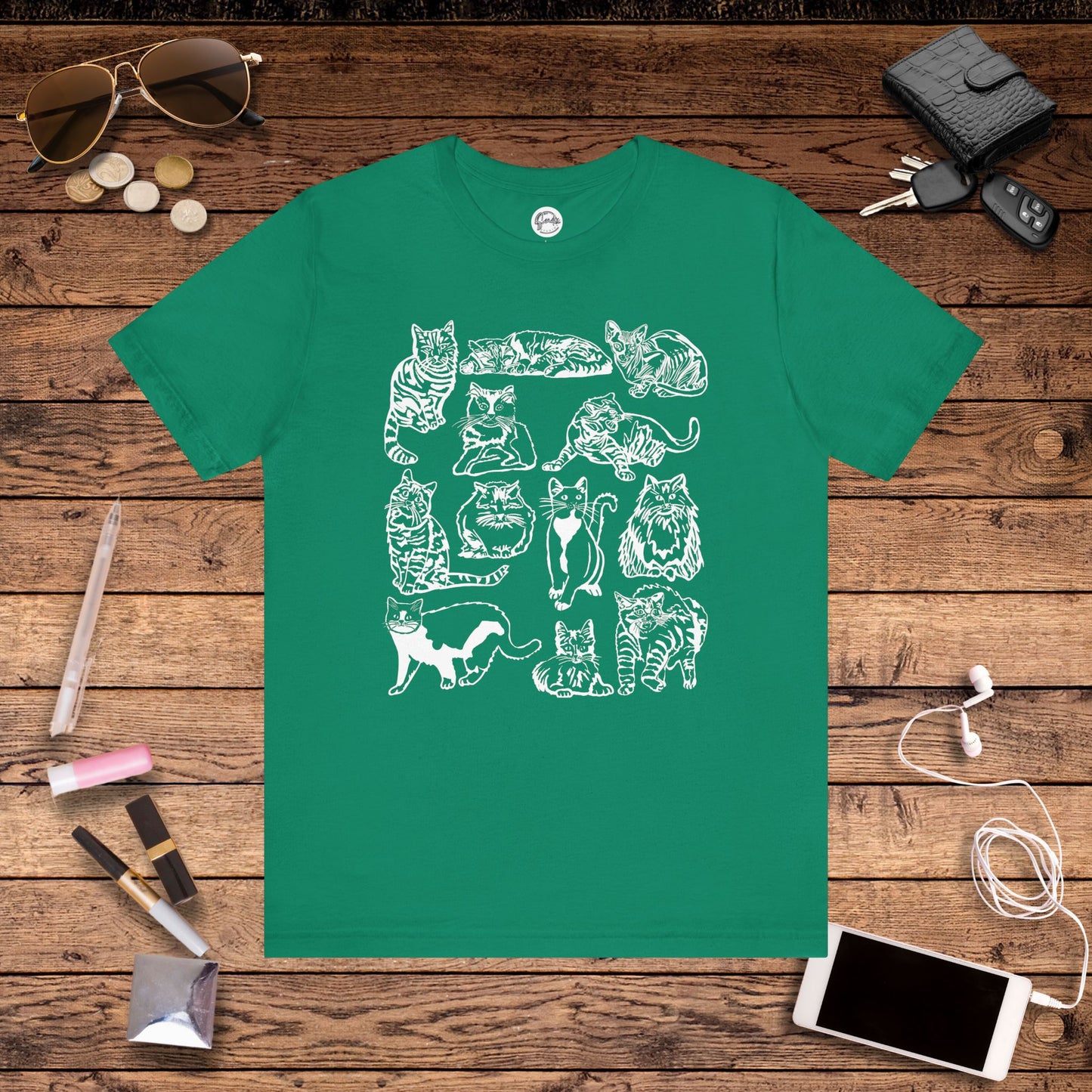 Cat Lover T-Shirt Gift for Cat Owner T Shirt with Cats, Cat Graphic Tee for Cat Lovers Top for Women, Cat T-shirt for Men, Striped Cat Shirt