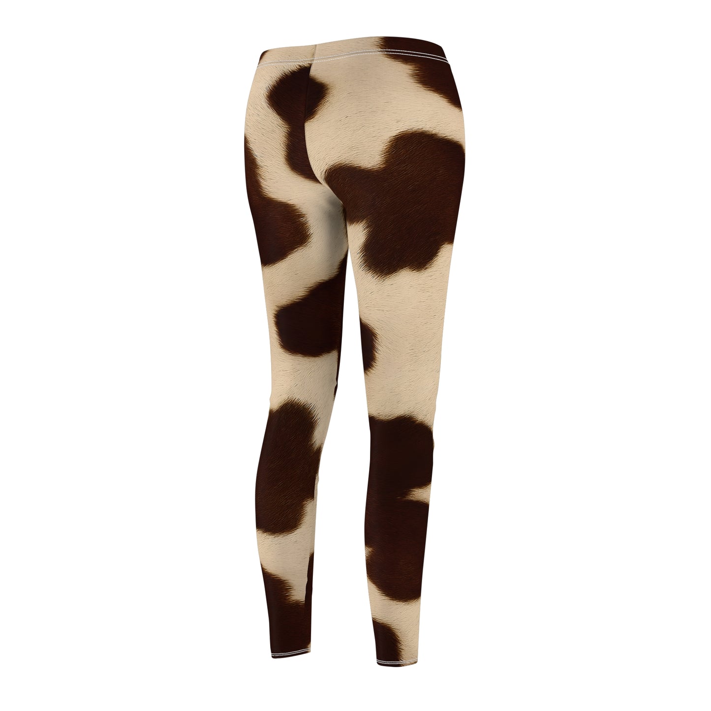 Brown and White Cow Leggings, Realistic Cow Fur Print Leggings, Trendy Exercise Pants, Yoga Fashion, Unique Gift for Her