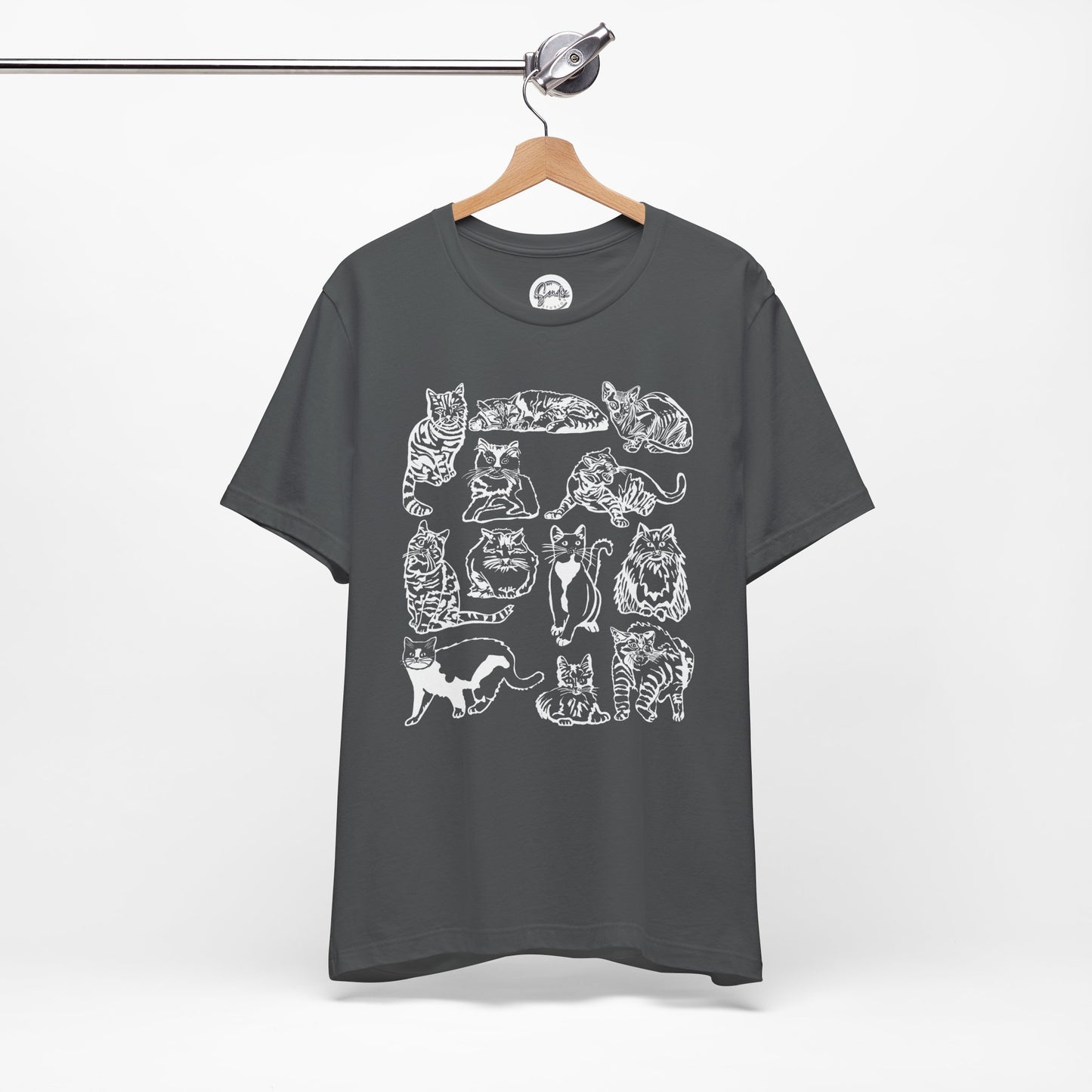 Cat Lover T-Shirt Gift for Cat Owner T Shirt with Cats, Cat Graphic Tee for Cat Lovers Top for Women, Cat T-shirt for Men, Striped Cat Shirt