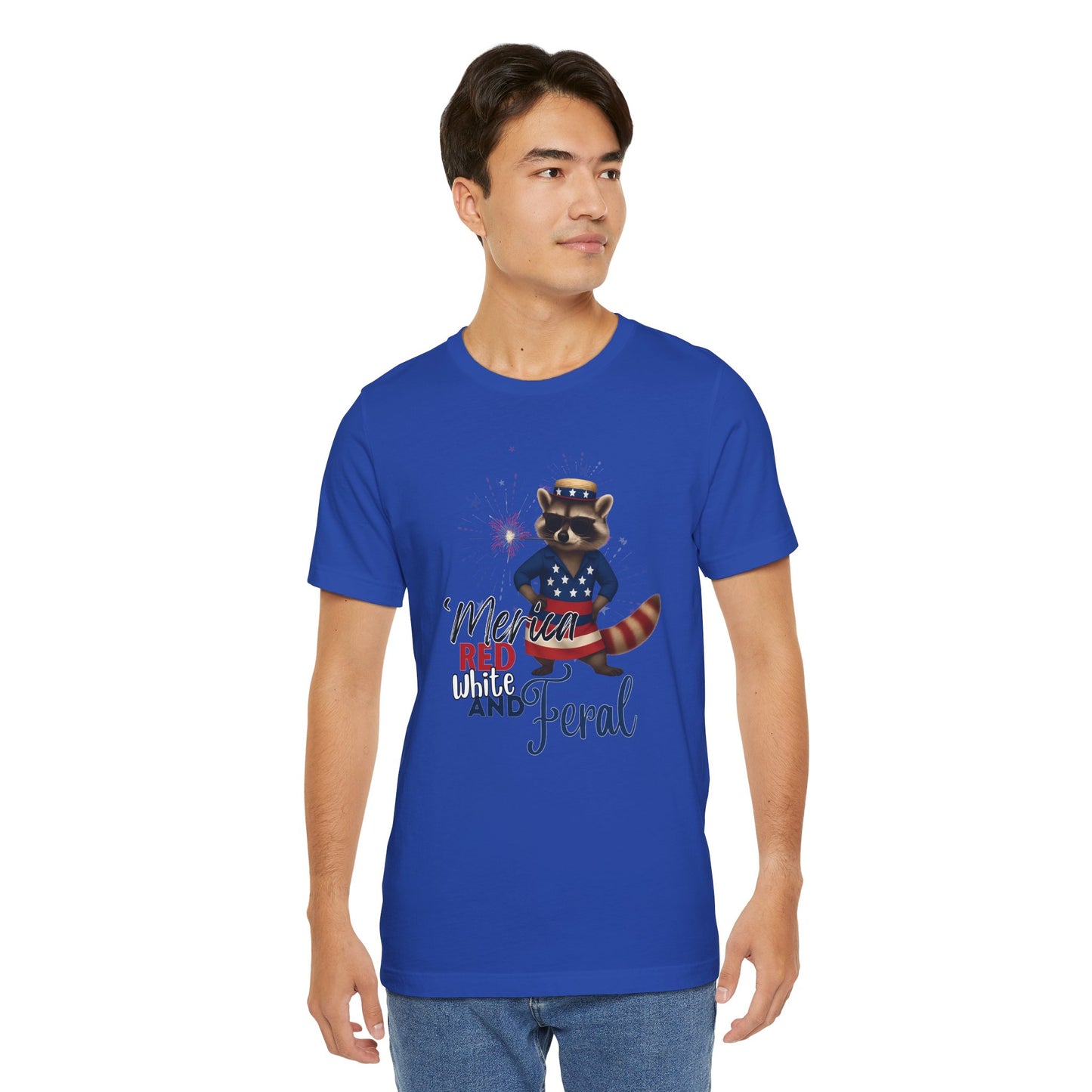 Patriotic T-Shirt, 'Merica Red White and Feral Shirt, Adult Humor Tshirt, July 4th T shirt, Independence Day, Red White and Blue, Racoon Tee