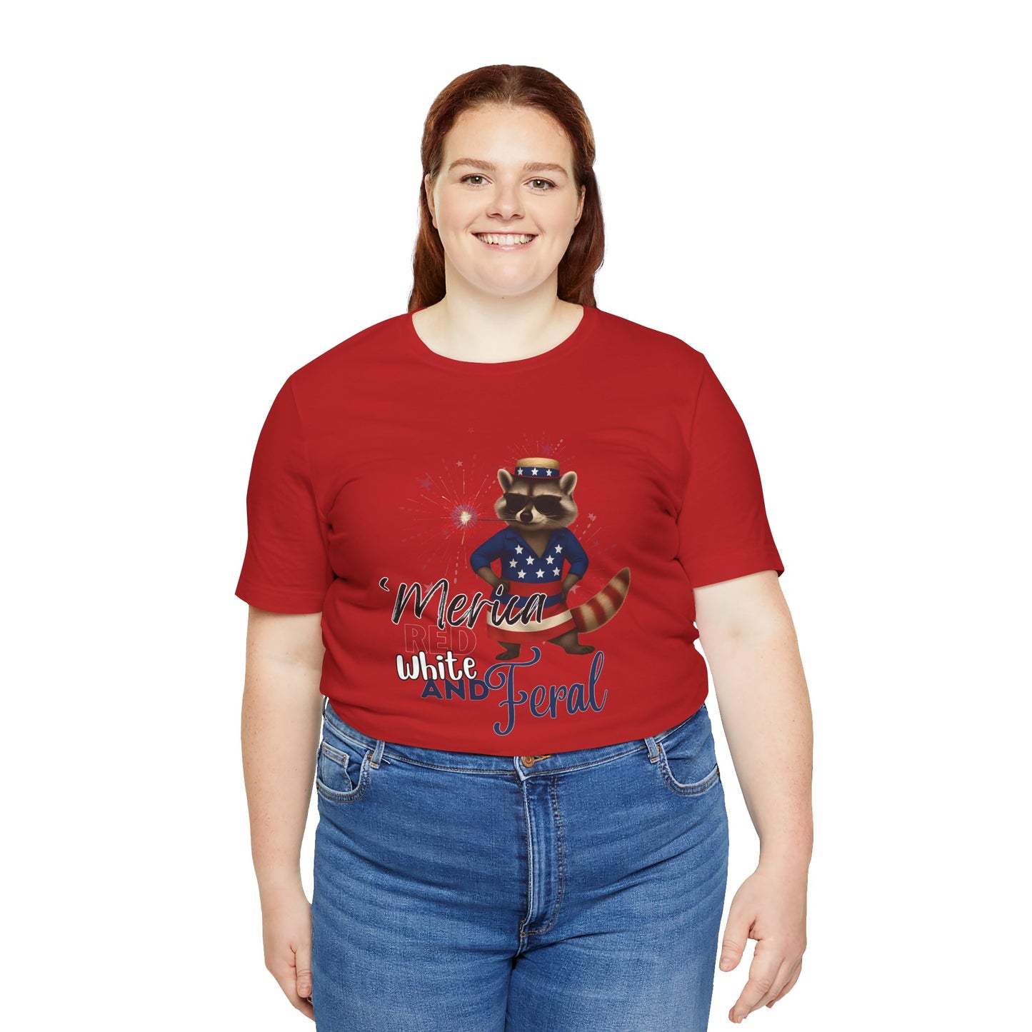 Patriotic T-Shirt, 'Merica Red White and Feral Shirt, Adult Humor Tshirt, July 4th T shirt, Independence Day, Red White and Blue, Racoon Tee