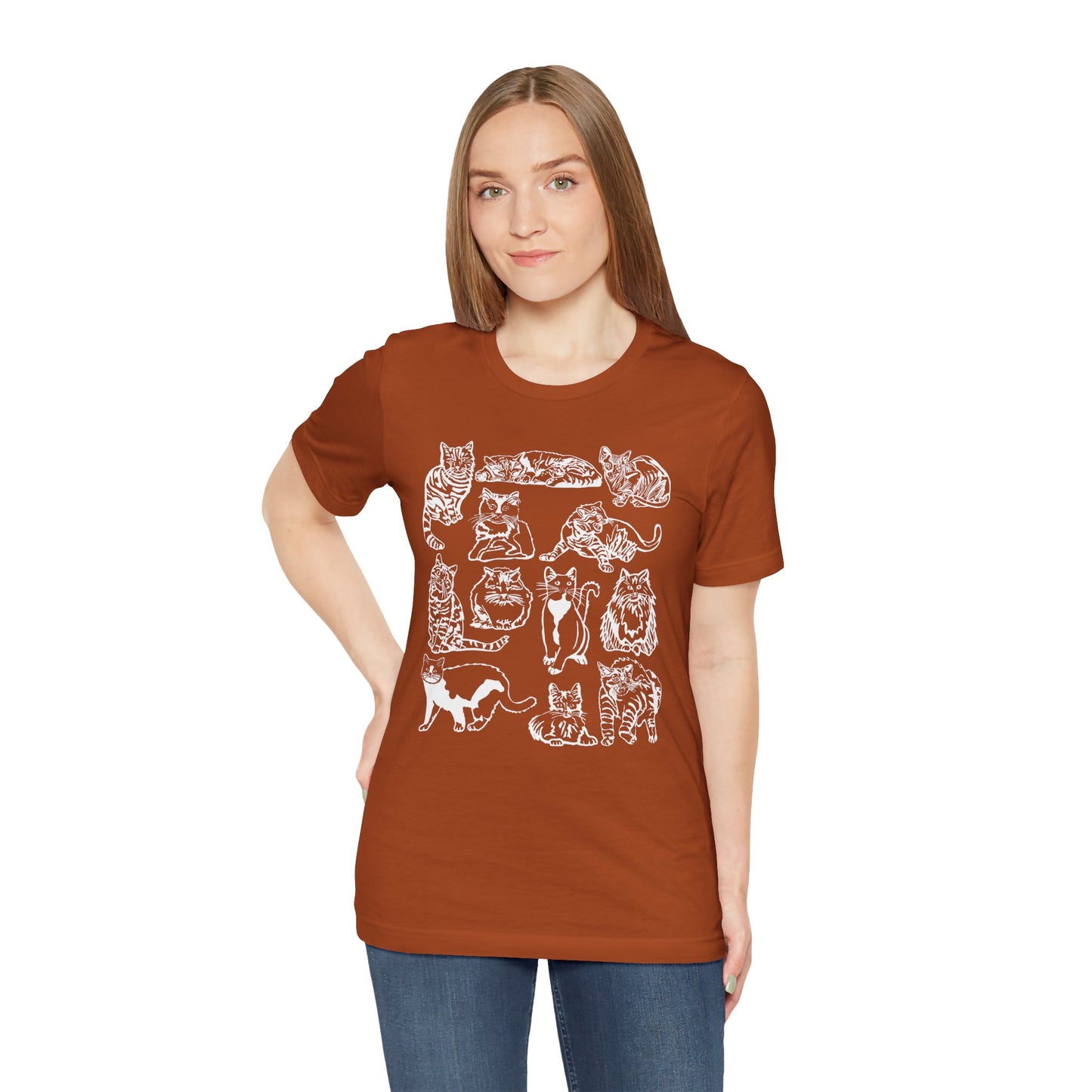 Cat Lover T-Shirt Gift for Cat Owner T Shirt with Cats, Cat Graphic Tee for Cat Lovers Top for Women, Cat T-shirt for Men, Striped Cat Shirt