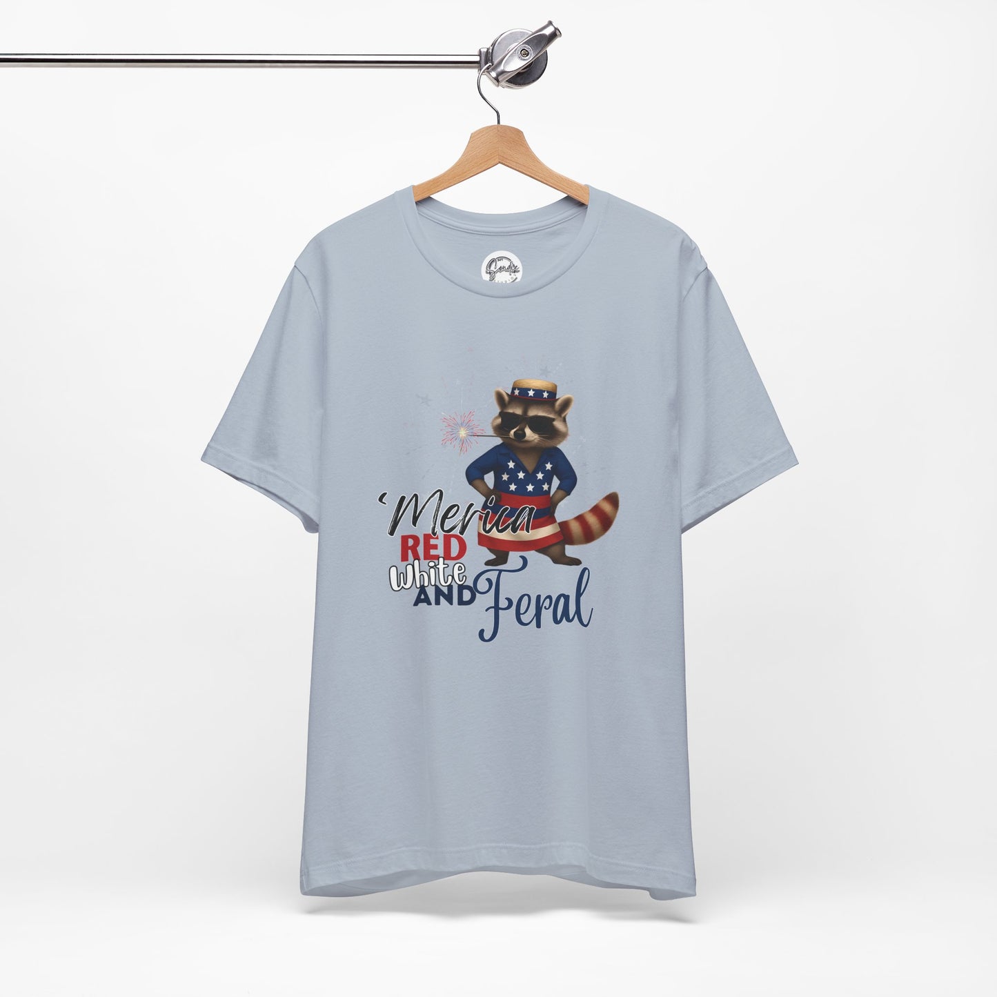 Patriotic T-Shirt, 'Merica Red White and Feral Shirt, Adult Humor Tshirt, July 4th T shirt, Independence Day, Red White and Blue, Racoon Tee