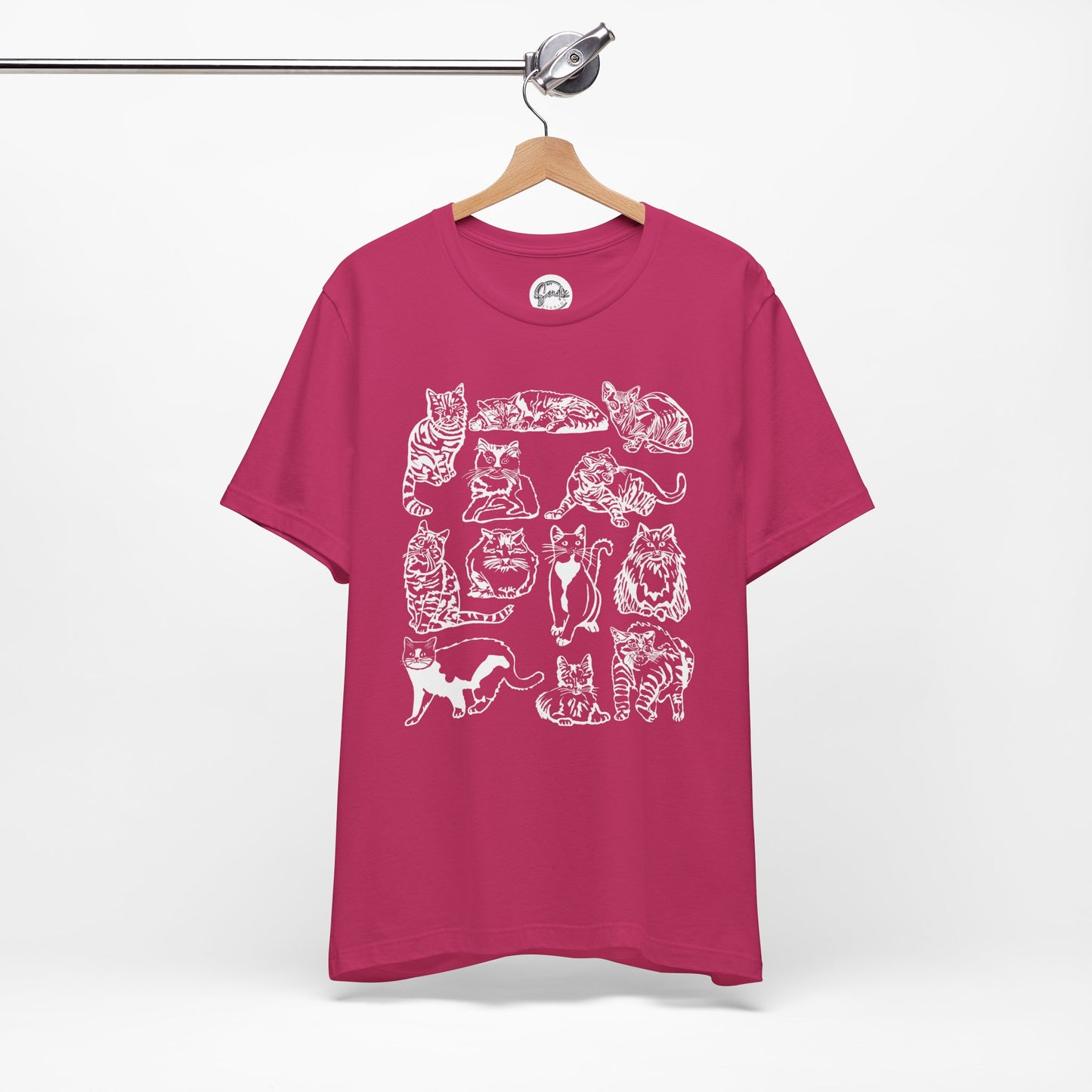 Cat Lover T-Shirt Gift for Cat Owner T Shirt with Cats, Cat Graphic Tee for Cat Lovers Top for Women, Cat T-shirt for Men, Striped Cat Shirt