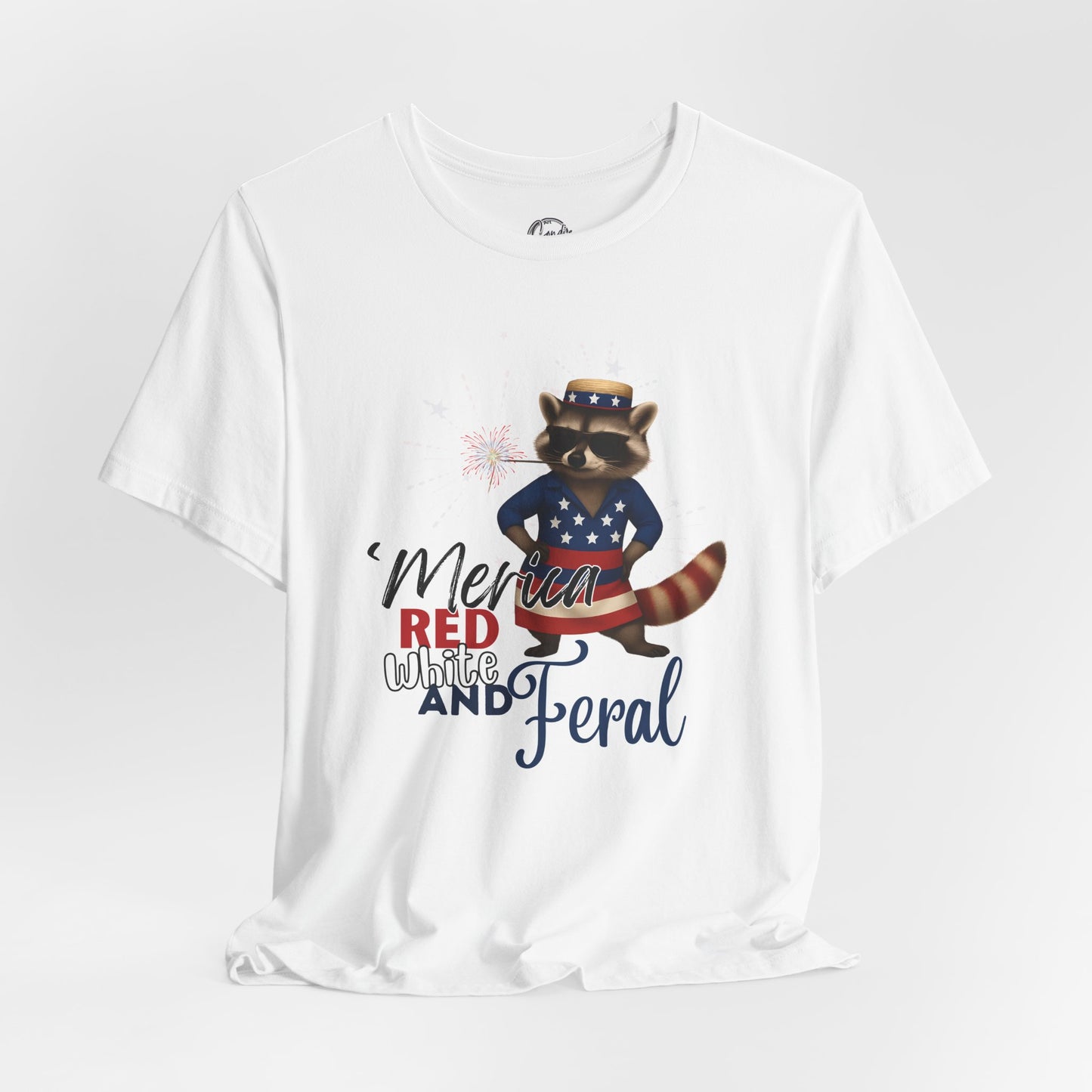 Patriotic T-Shirt, 'Merica Red White and Feral Shirt, Adult Humor Tshirt, July 4th T shirt, Independence Day, Red White and Blue, Racoon Tee