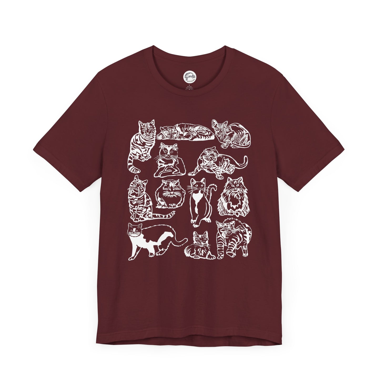 Cat Lover T-Shirt Gift for Cat Owner T Shirt with Cats, Cat Graphic Tee for Cat Lovers Top for Women, Cat T-shirt for Men, Striped Cat Shirt