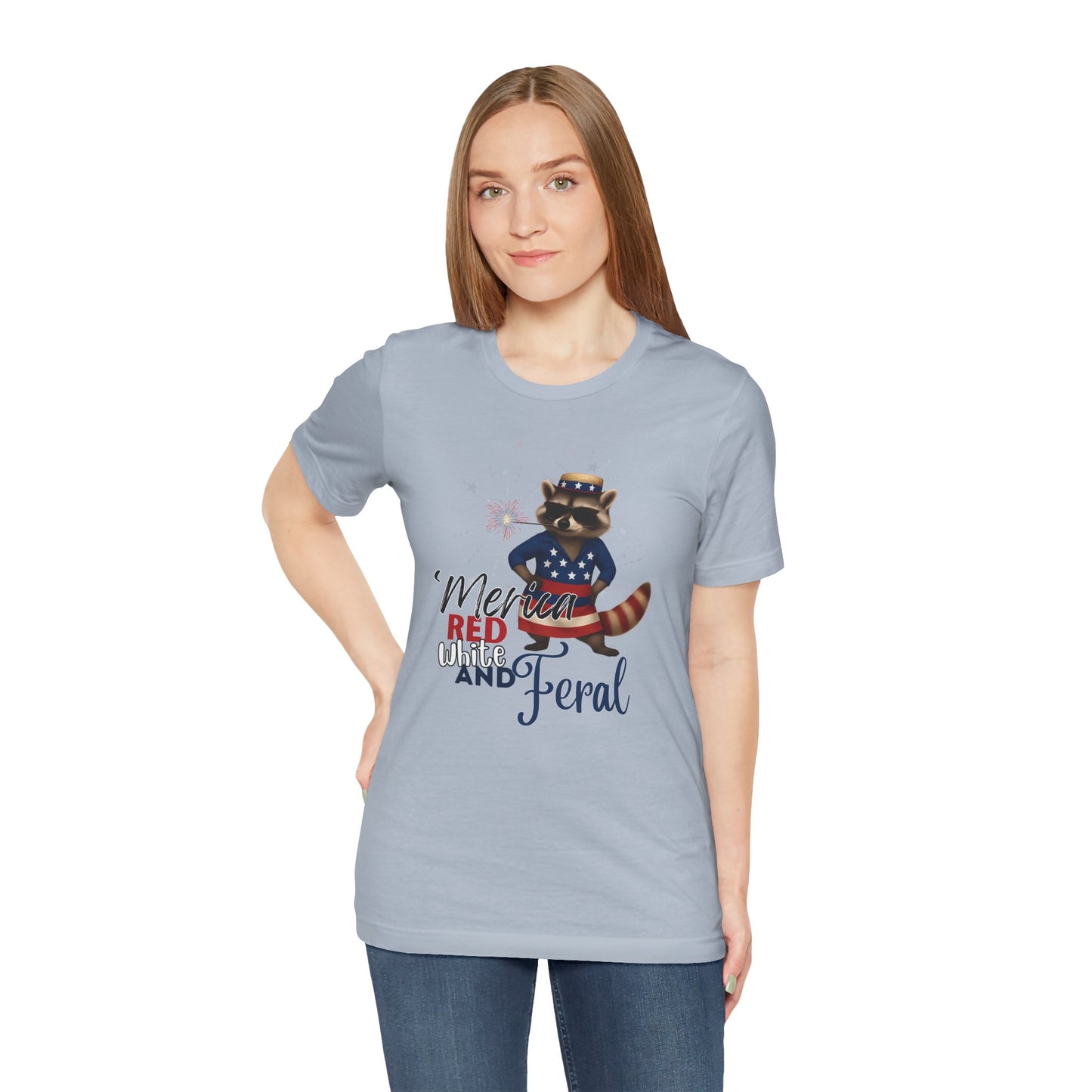 Patriotic T-Shirt, 'Merica Red White and Feral Shirt, Adult Humor Tshirt, July 4th T shirt, Independence Day, Red White and Blue, Racoon Tee