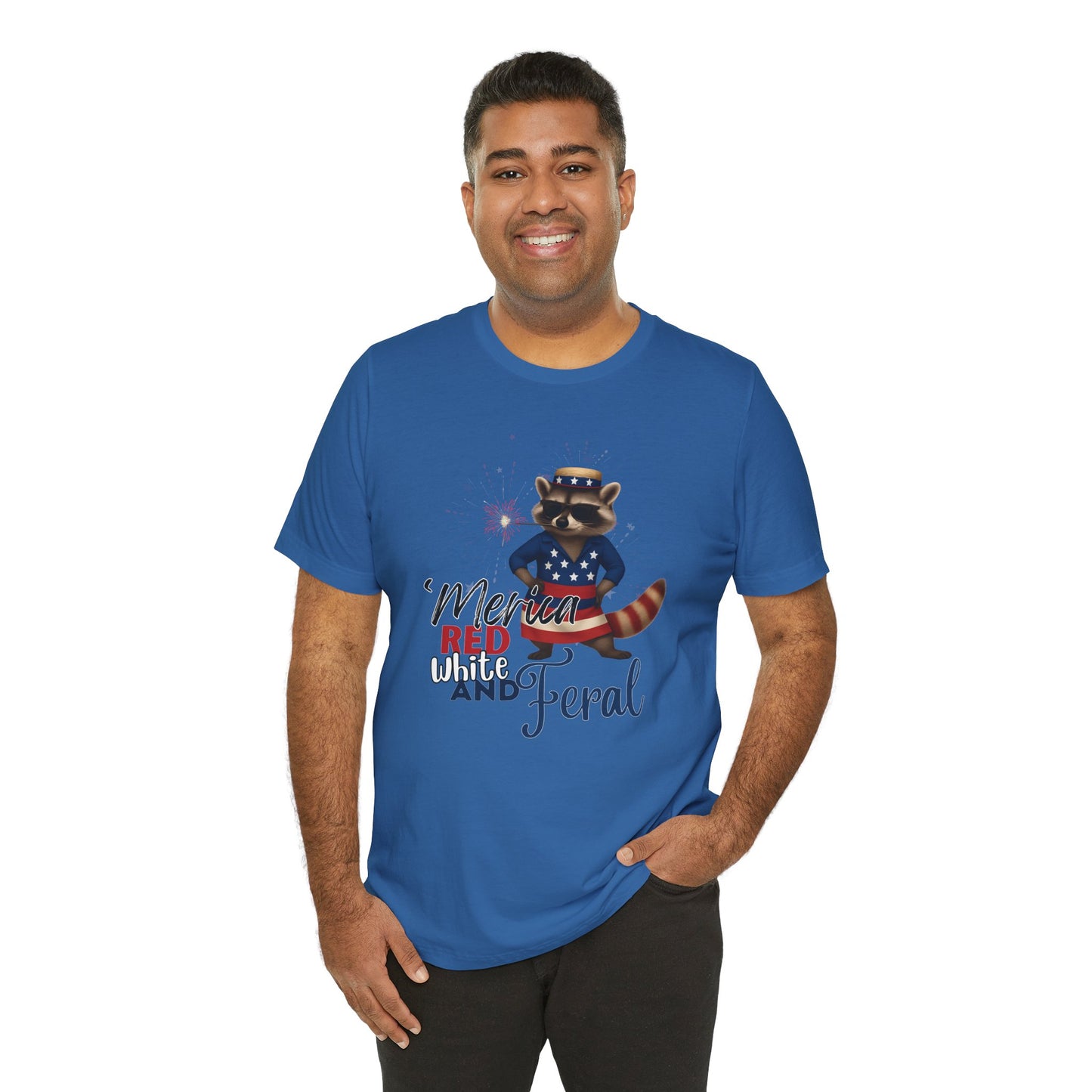 Patriotic T-Shirt, 'Merica Red White and Feral Shirt, Adult Humor Tshirt, July 4th T shirt, Independence Day, Red White and Blue, Racoon Tee