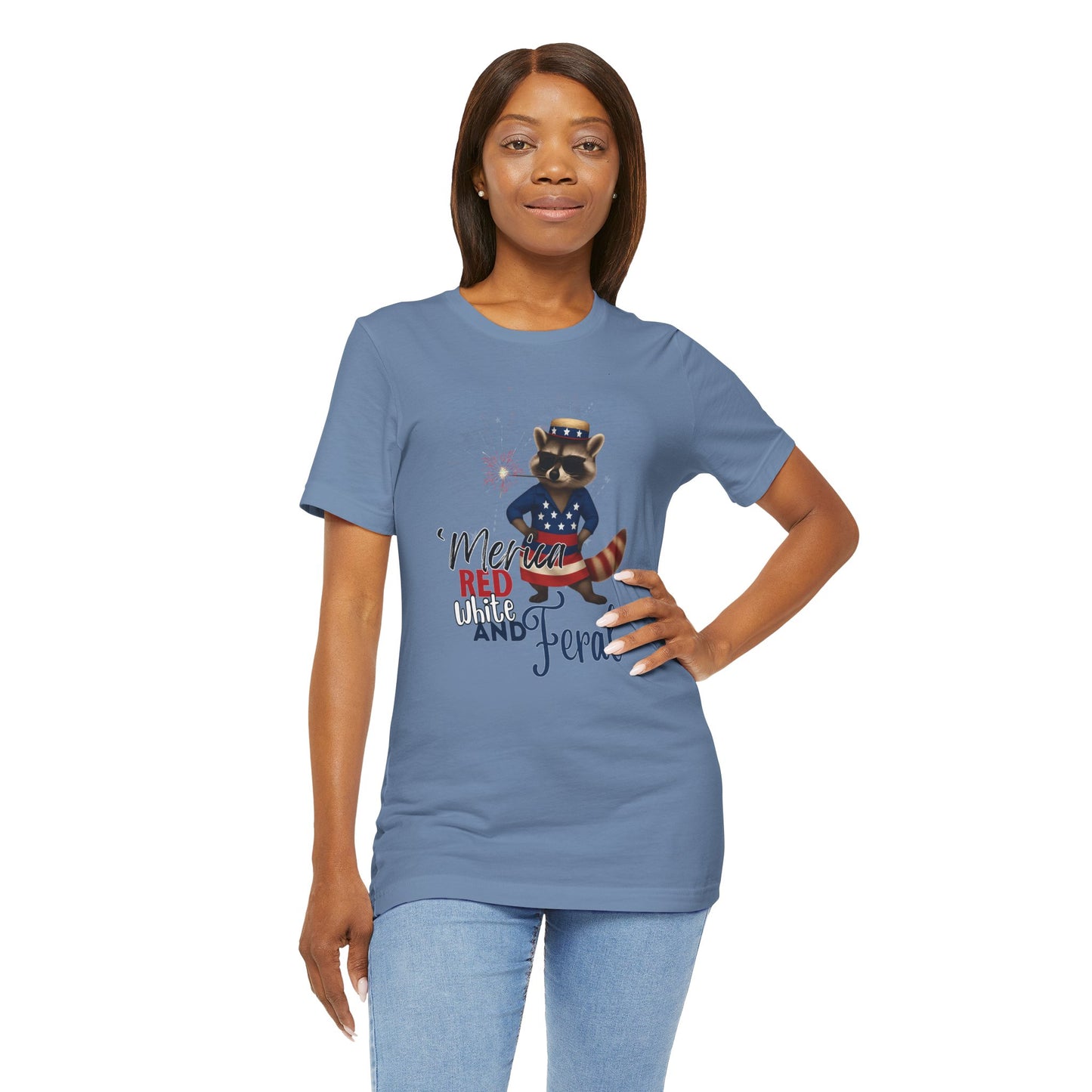 Patriotic T-Shirt, 'Merica Red White and Feral Shirt, Adult Humor Tshirt, July 4th T shirt, Independence Day, Red White and Blue, Racoon Tee
