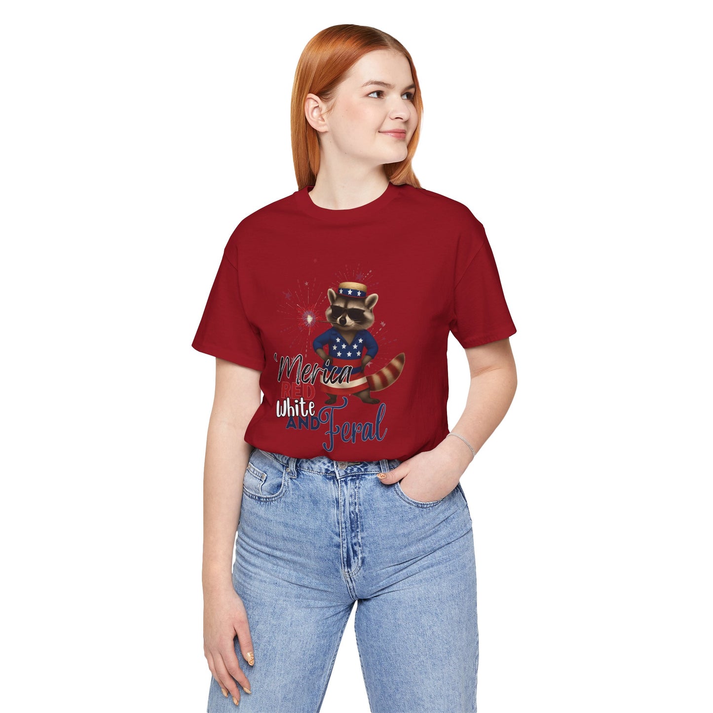 Patriotic T-Shirt, 'Merica Red White and Feral Shirt, Adult Humor Tshirt, July 4th T shirt, Independence Day, Red White and Blue, Racoon Tee