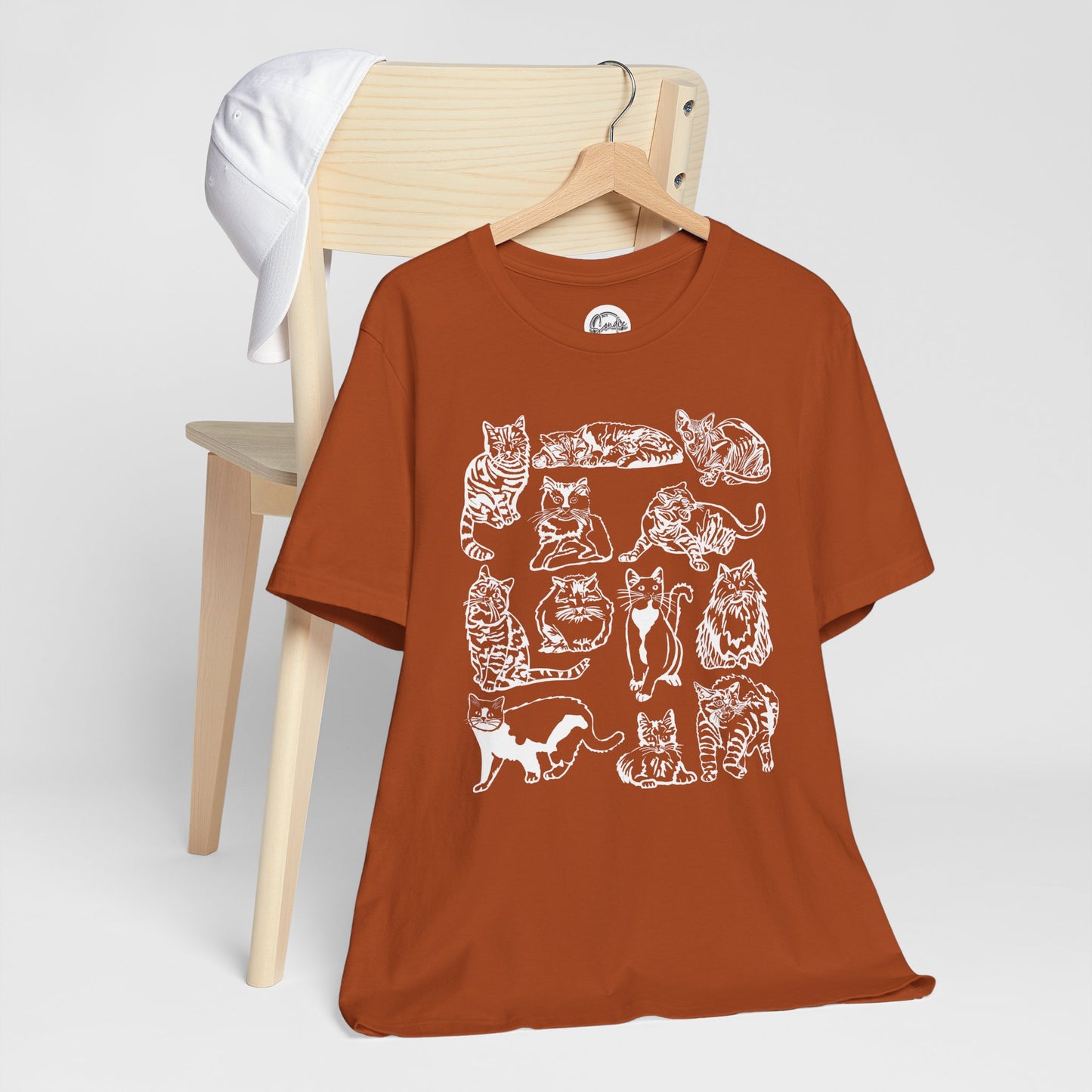 Cat Lover T-Shirt Gift for Cat Owner T Shirt with Cats, Cat Graphic Tee for Cat Lovers Top for Women, Cat T-shirt for Men, Striped Cat Shirt