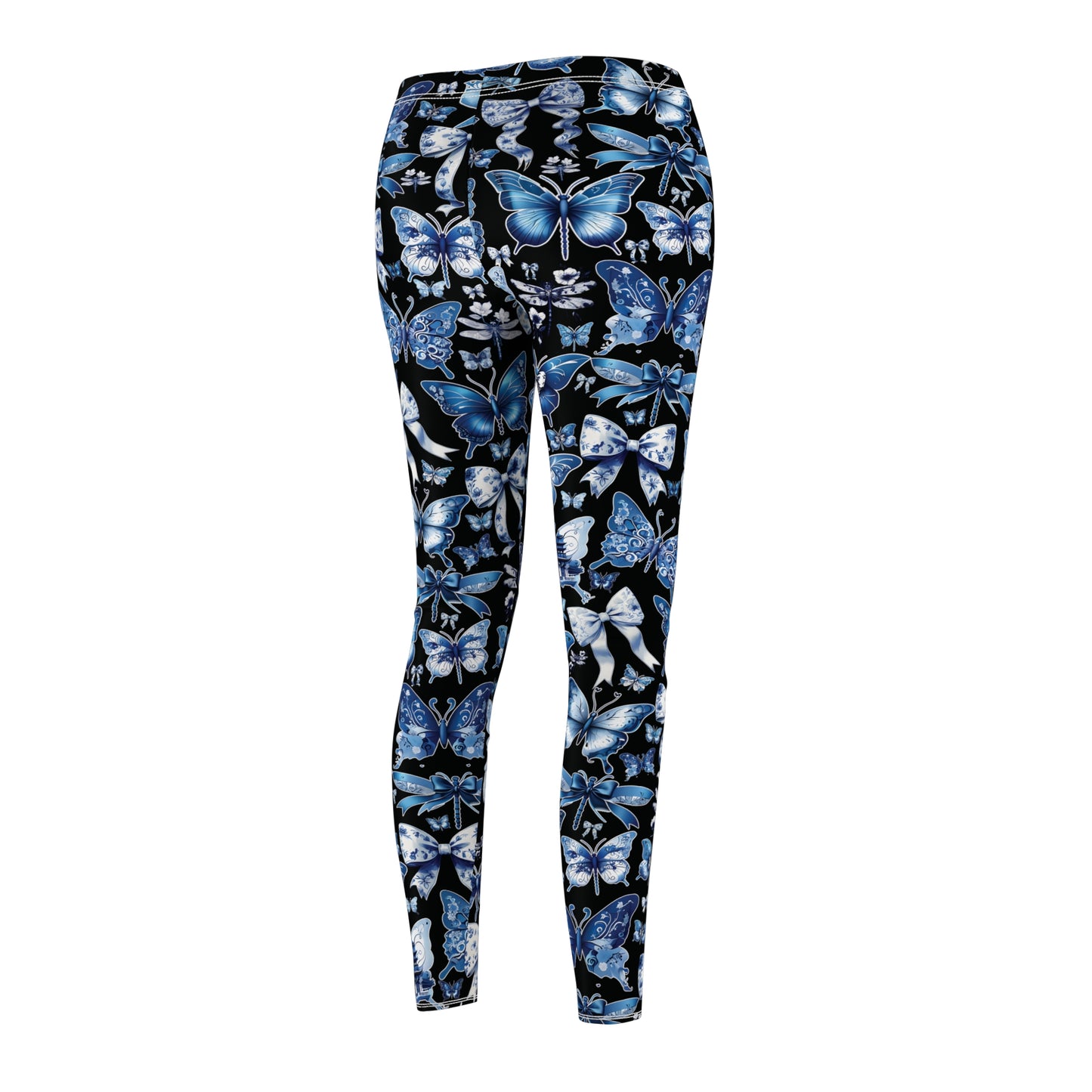 Black Chinoiserie Leggings with Butterflies, Coquettes and Dragonflies, Workout Pants, Stretchy Pants, Yoga Clothes, Gift for Her