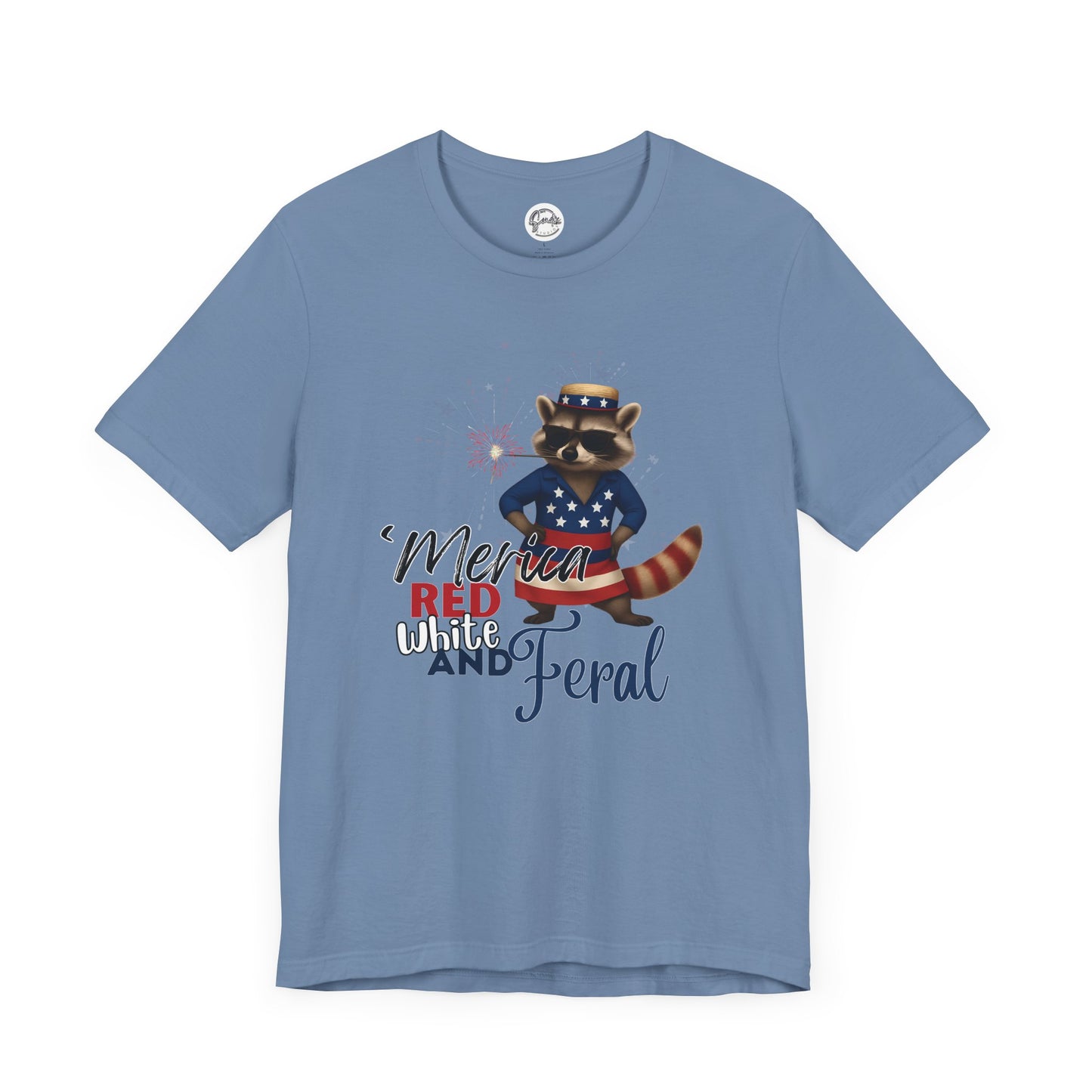 Patriotic T-Shirt, 'Merica Red White and Feral Shirt, Adult Humor Tshirt, July 4th T shirt, Independence Day, Red White and Blue, Racoon Tee