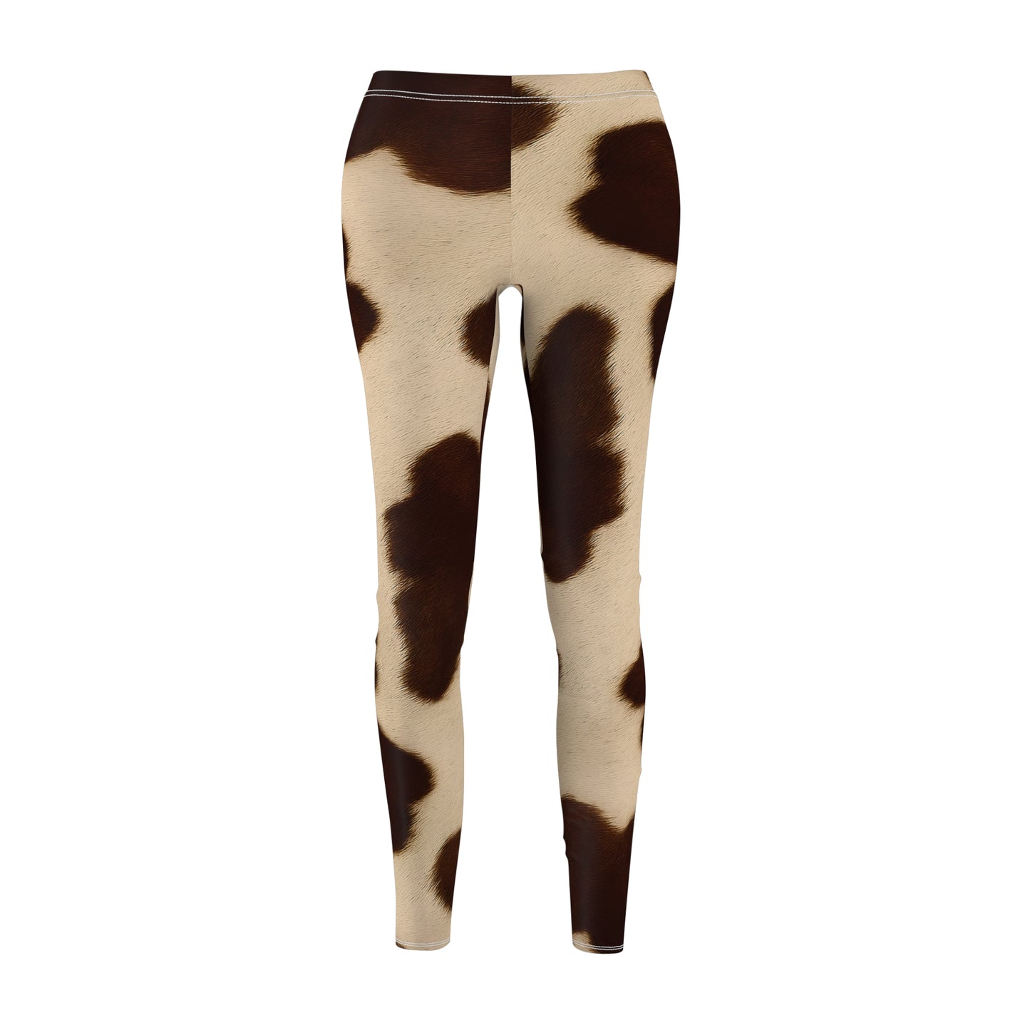 Brown and White Cow Leggings, Realistic Cow Fur Print Leggings, Trendy Exercise Pants, Yoga Fashion, Unique Gift for Her
