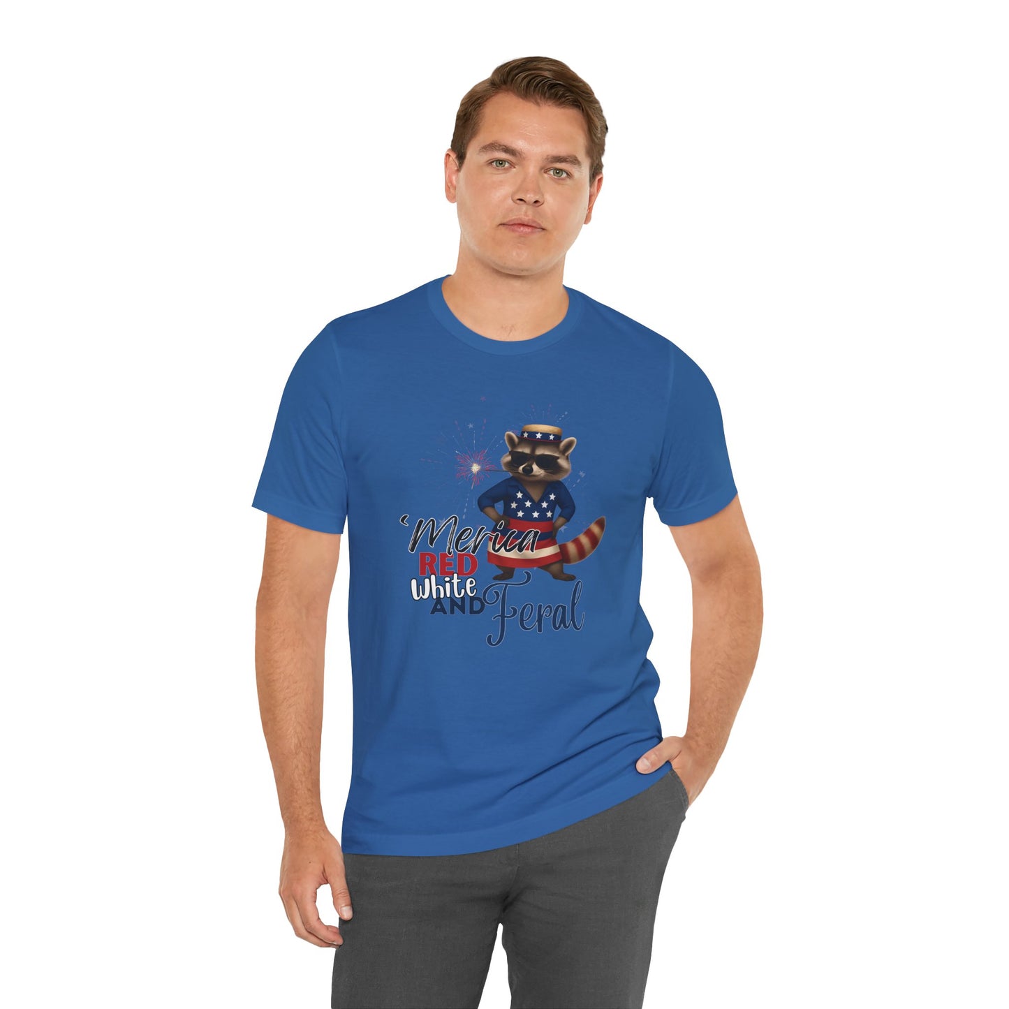 Patriotic T-Shirt, 'Merica Red White and Feral Shirt, Adult Humor Tshirt, July 4th T shirt, Independence Day, Red White and Blue, Racoon Tee