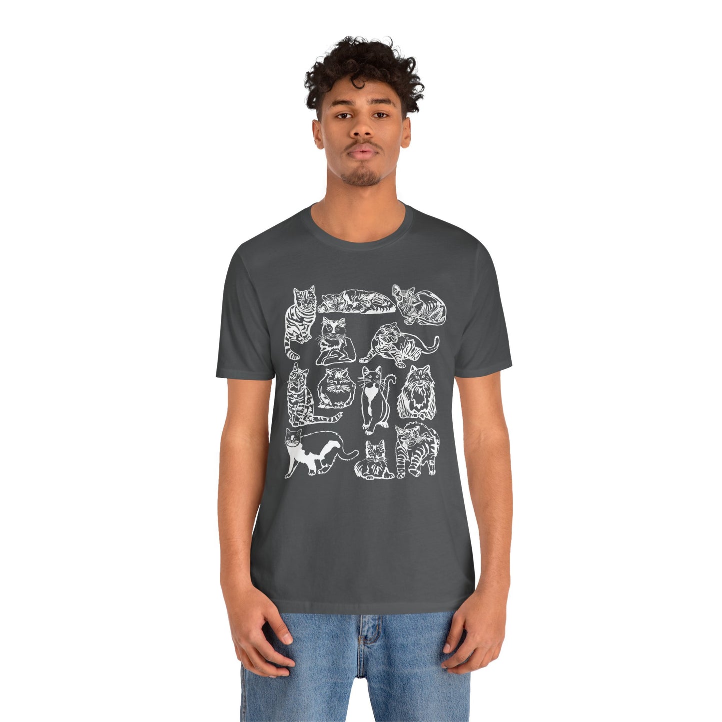 Cat Lover T-Shirt Gift for Cat Owner T Shirt with Cats, Cat Graphic Tee for Cat Lovers Top for Women, Cat T-shirt for Men, Striped Cat Shirt
