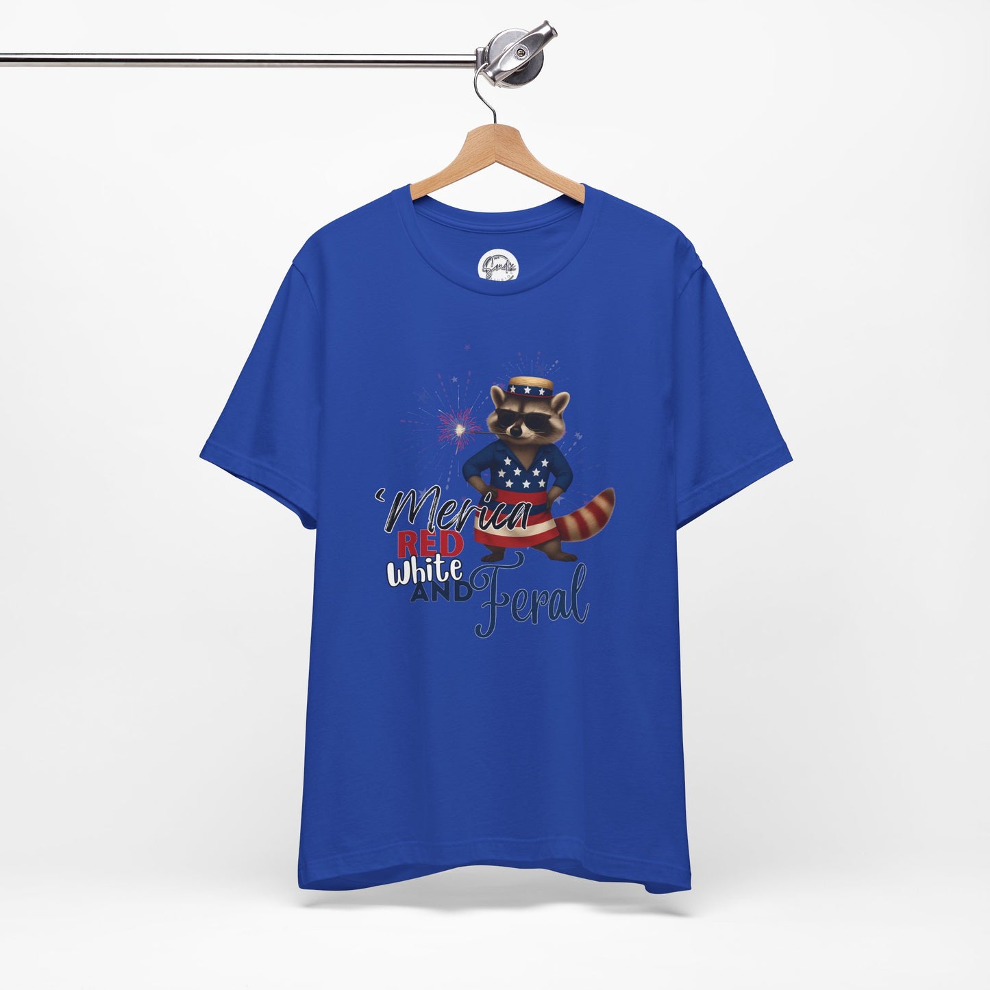 Patriotic T-Shirt, 'Merica Red White and Feral Shirt, Adult Humor Tshirt, July 4th T shirt, Independence Day, Red White and Blue, Racoon Tee