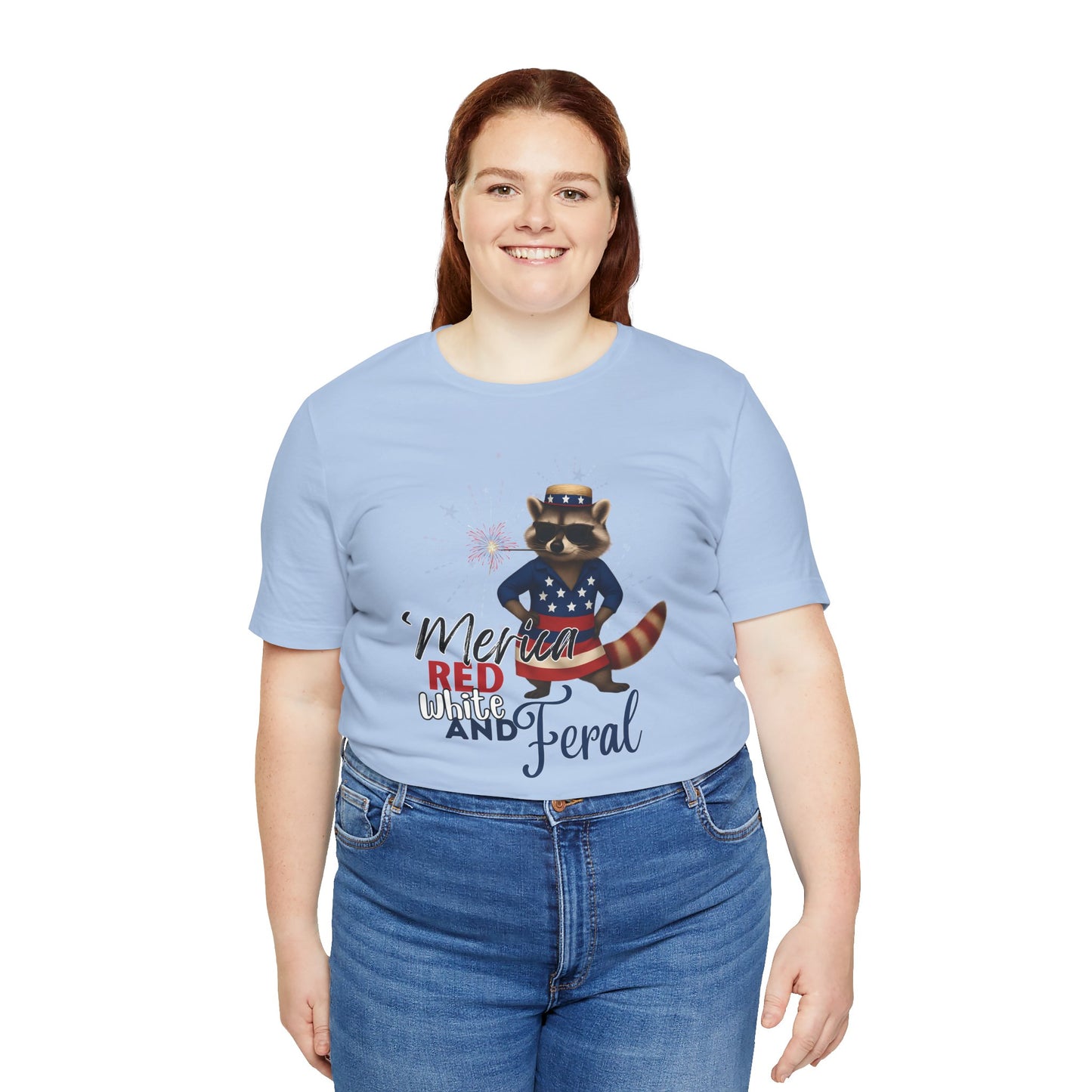 Patriotic T-Shirt, 'Merica Red White and Feral Shirt, Adult Humor Tshirt, July 4th T shirt, Independence Day, Red White and Blue, Racoon Tee