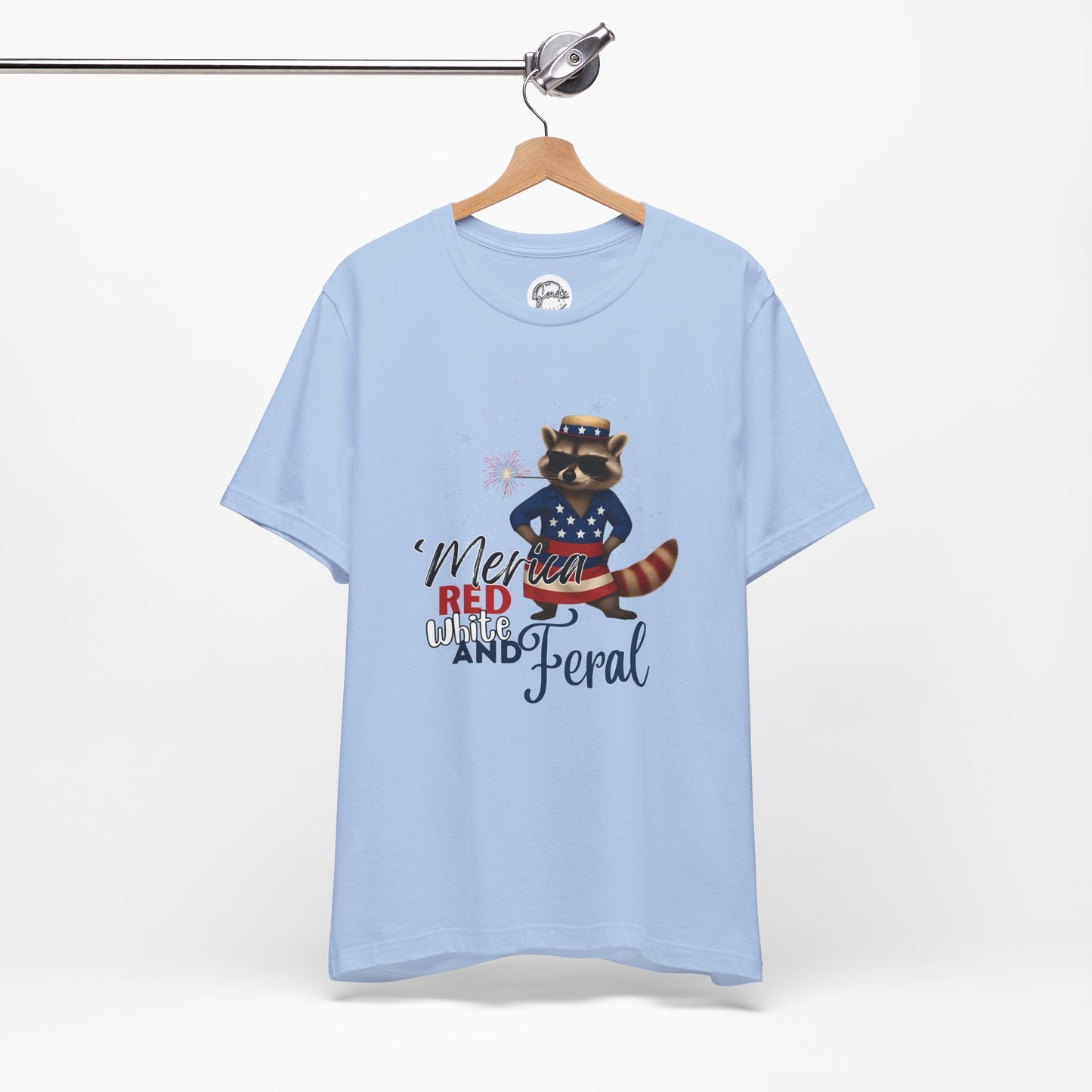 Patriotic T-Shirt, 'Merica Red White and Feral Shirt, Adult Humor Tshirt, July 4th T shirt, Independence Day, Red White and Blue, Racoon Tee
