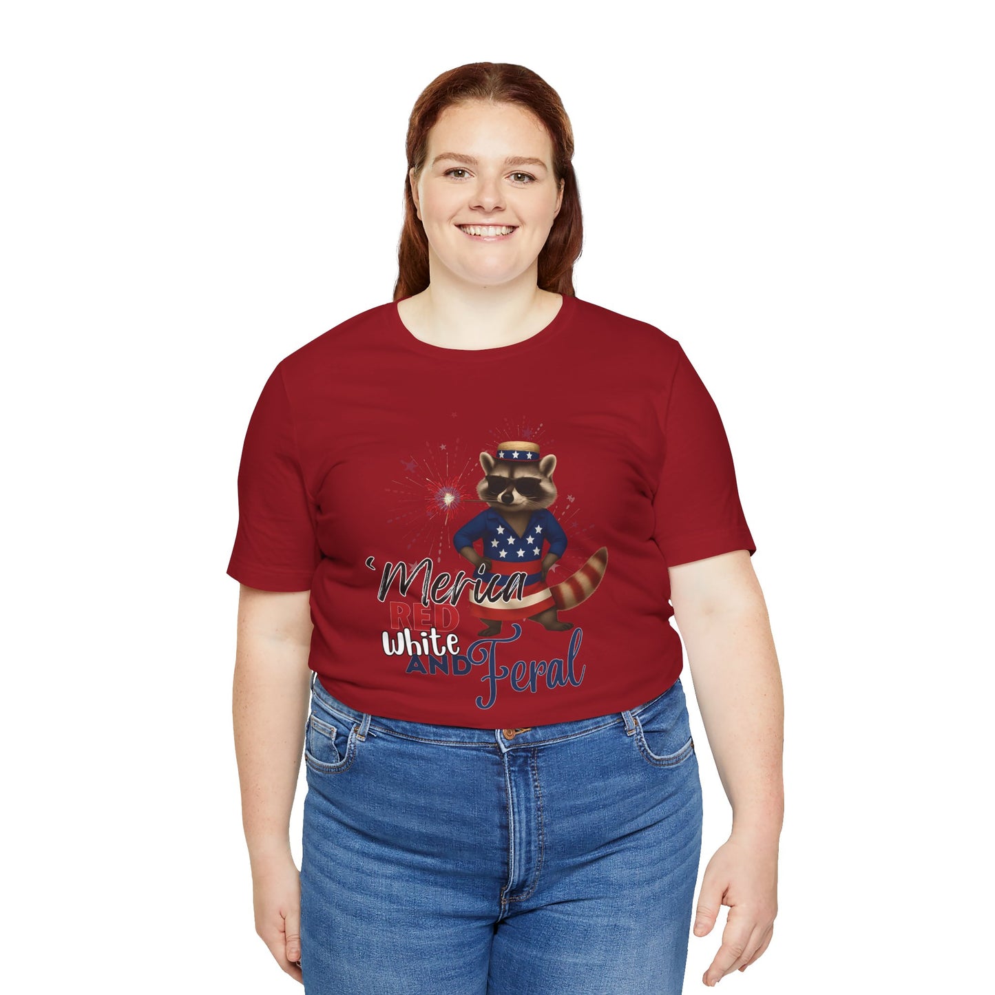 Patriotic T-Shirt, 'Merica Red White and Feral Shirt, Adult Humor Tshirt, July 4th T shirt, Independence Day, Red White and Blue, Racoon Tee