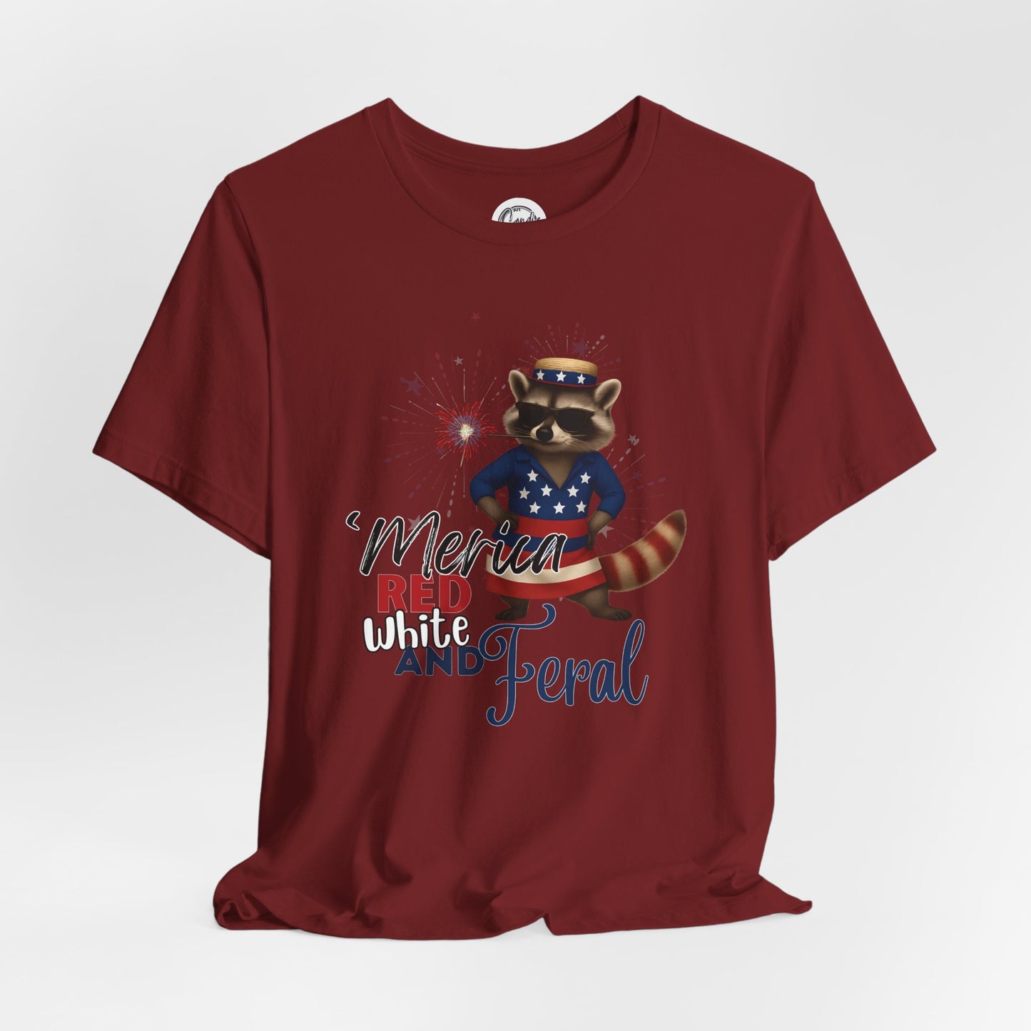 Patriotic T-Shirt, 'Merica Red White and Feral Shirt, Adult Humor Tshirt, July 4th T shirt, Independence Day, Red White and Blue, Racoon Tee